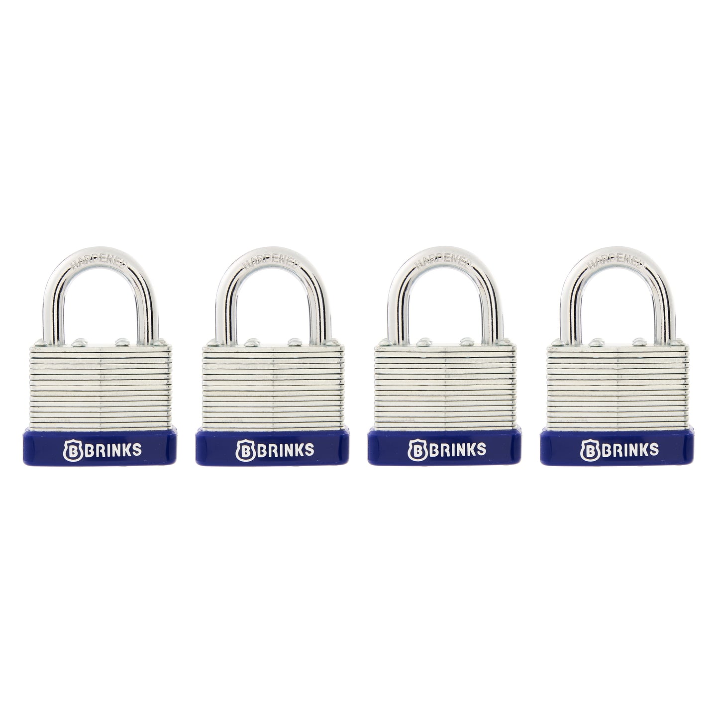 Brinks Laminated Steel 40mm Keyed Padlock with 7/8in Shackle, 4 pack