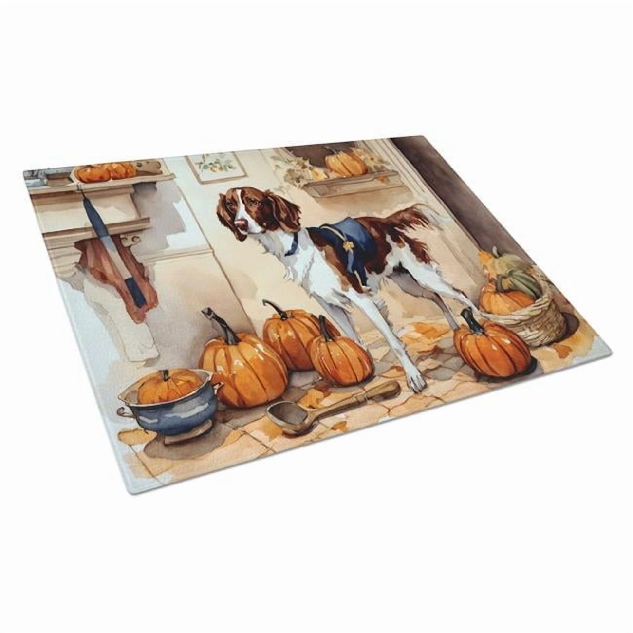 Brittany Fall Kitchen Pumpkins Glass Cutting Board Large 12 in x 15 in