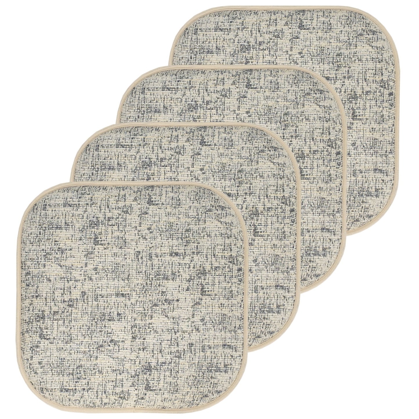 Broadway Memory Foam No Slip Back 16 x 16 Chair Pad Cushion 4 Pack - Cream-Chocolate