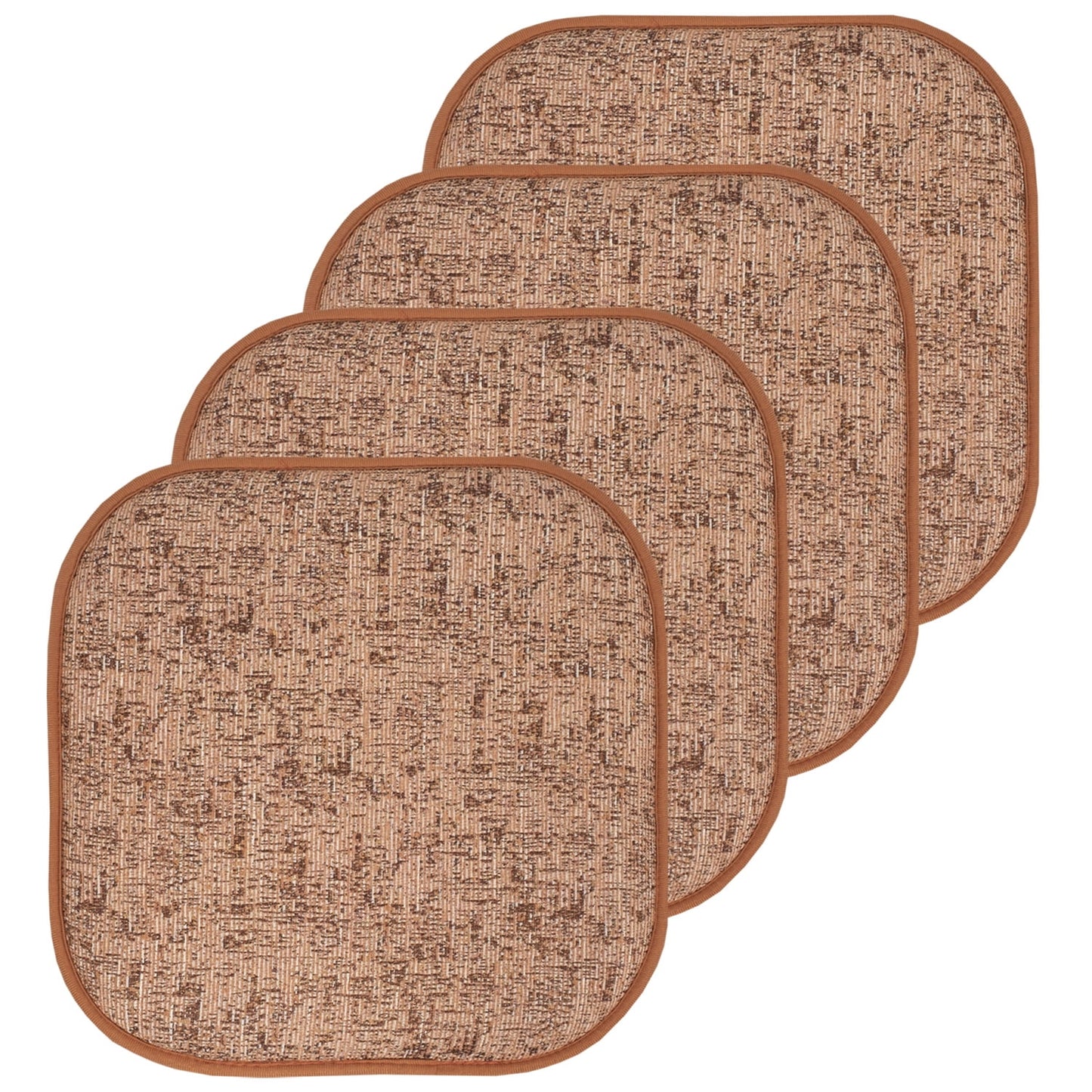 Broadway Memory Foam No Slip Back 16 x 16 Chair Pad Cushion 4 Pack - Rust-Brown
