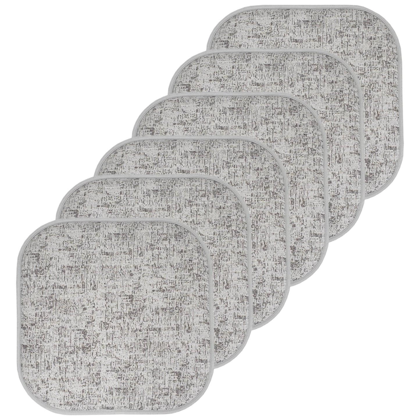 Broadway Memory Foam No Slip Back 16 x 16 Chair Pad Cushion 6 Pack - Blue-Black