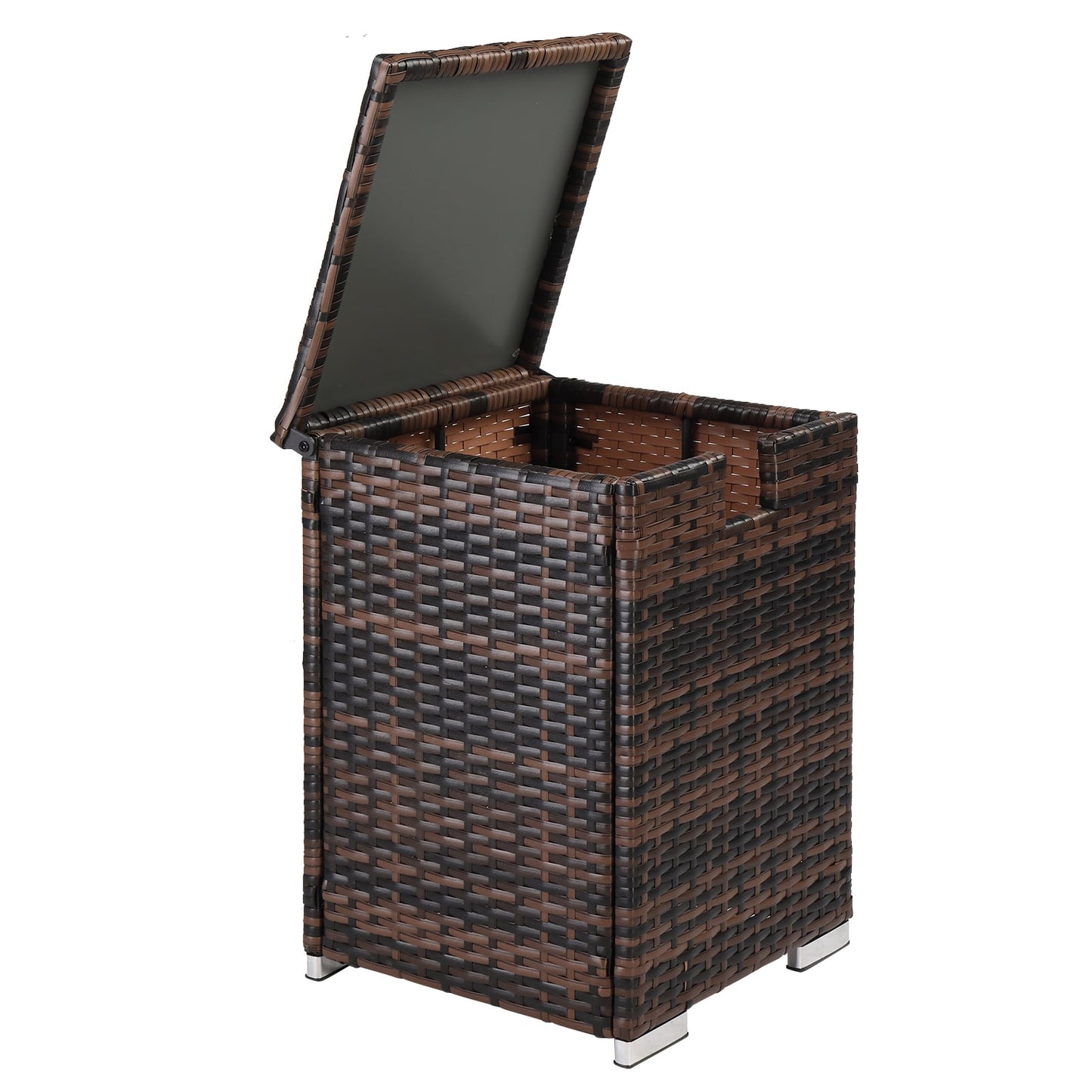 Brown Gradient PE Rattan Gas Bottle Storage Side Table Sturdy Iron Frame Small Accent End Table Multifunctional Decor Nightstand For Living Room Bedroom Office Bathroom Home Decor