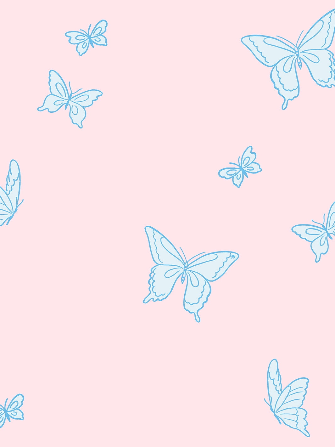 Butterfly Removable Vinyl Wallpaper by Barbie - Pink Blue