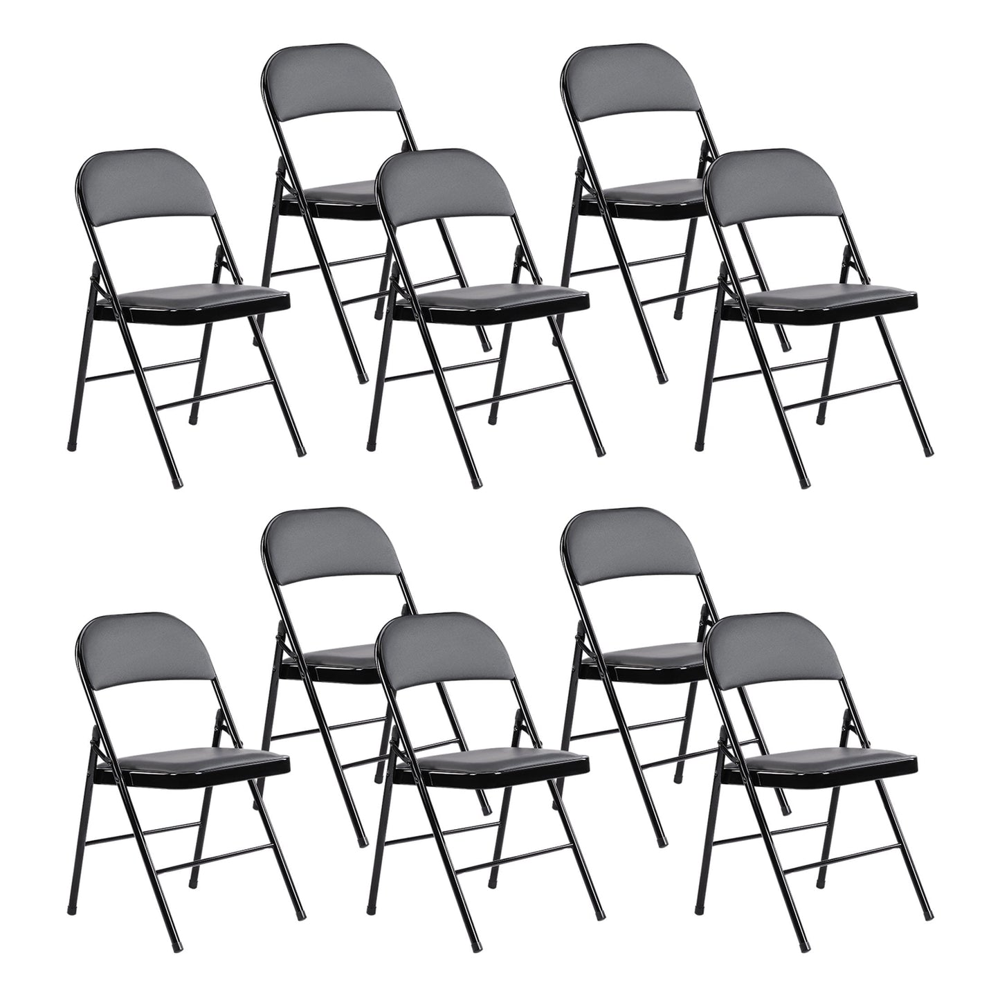 CONCETTA 10 Pack Folding Chair, Indoor Outdoor Portable Stackable Commercial Leather Padded Seat for Home, Office, Party, Black