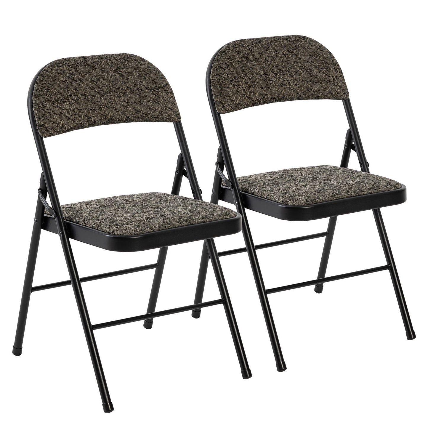CONCETTA 2 Pack Folding Chairs with Fabric Padded Cushion and Back, Stackable Portable for Home Office, Conference, Wedding, Party, Patio, Garden, Indoor Outdoor Use, Black