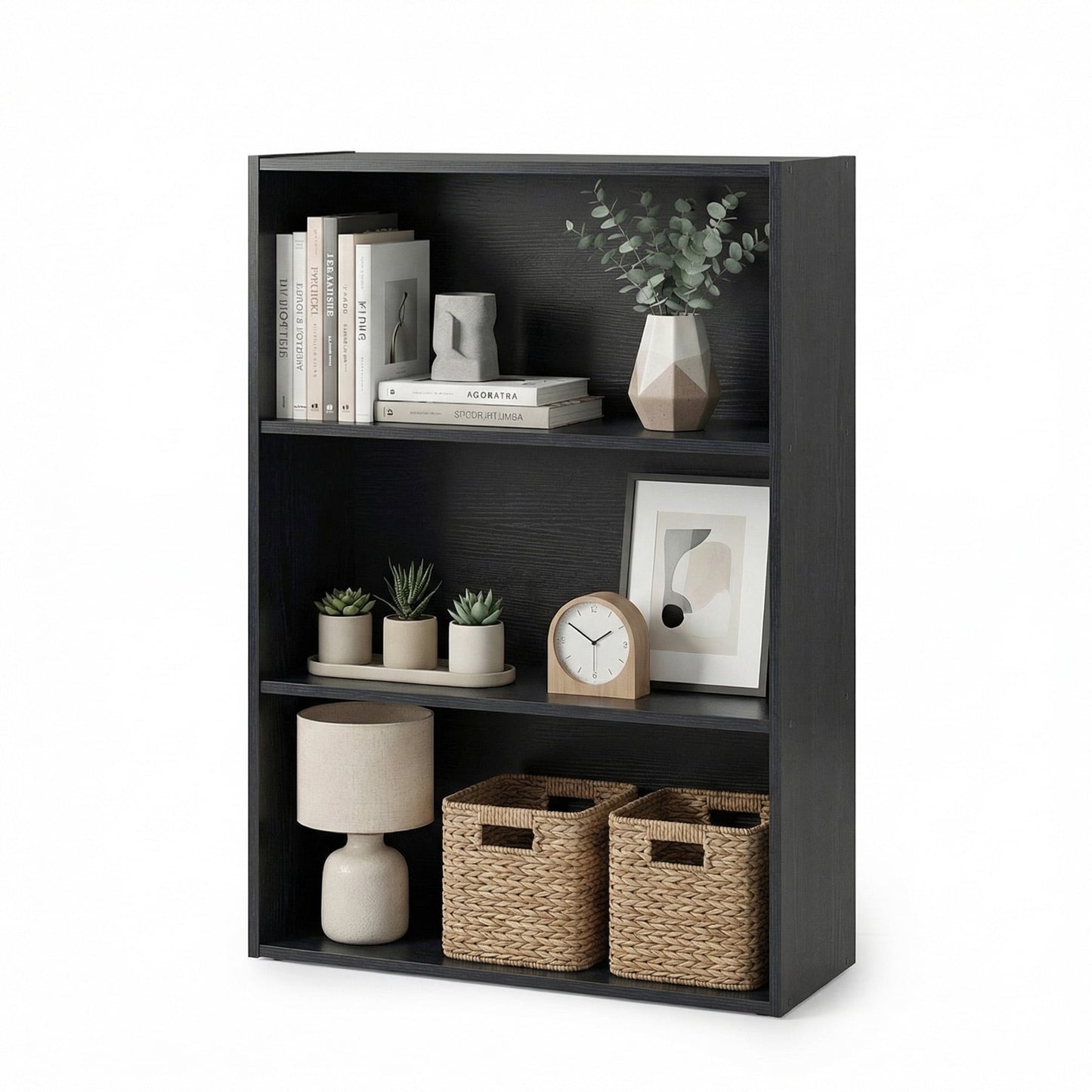 CONCETTA 3 Shelf Bookcase, 32 Inch Tall Floor Standing Open Bookshelf for Home Office and Living Room, Classic Rust