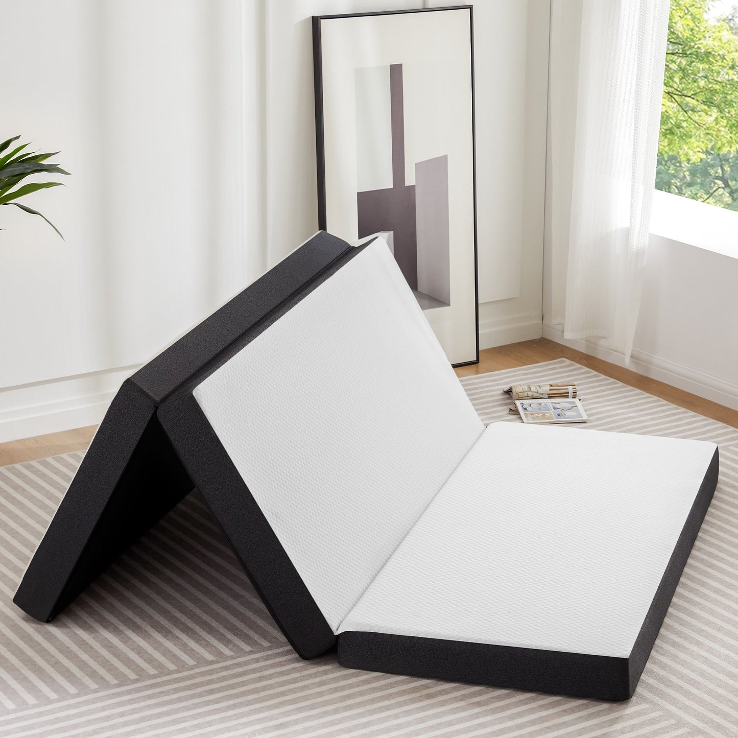 Gianna 3" Twin Size Tri-Fold Memory Foam Mattress, Foldable Mattress