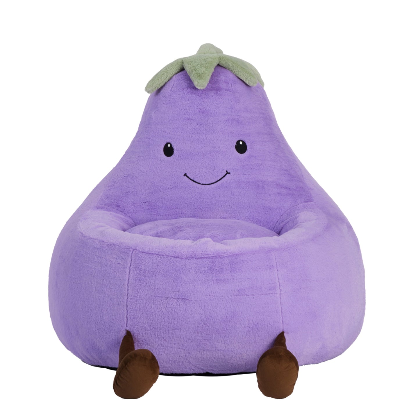 CONCETTA 31in Bean Bag Chair, Soft Faux Rabbit Fur Fabric, Cute Eggplant Lazy Chair for Kids, Living Rooms, Purple