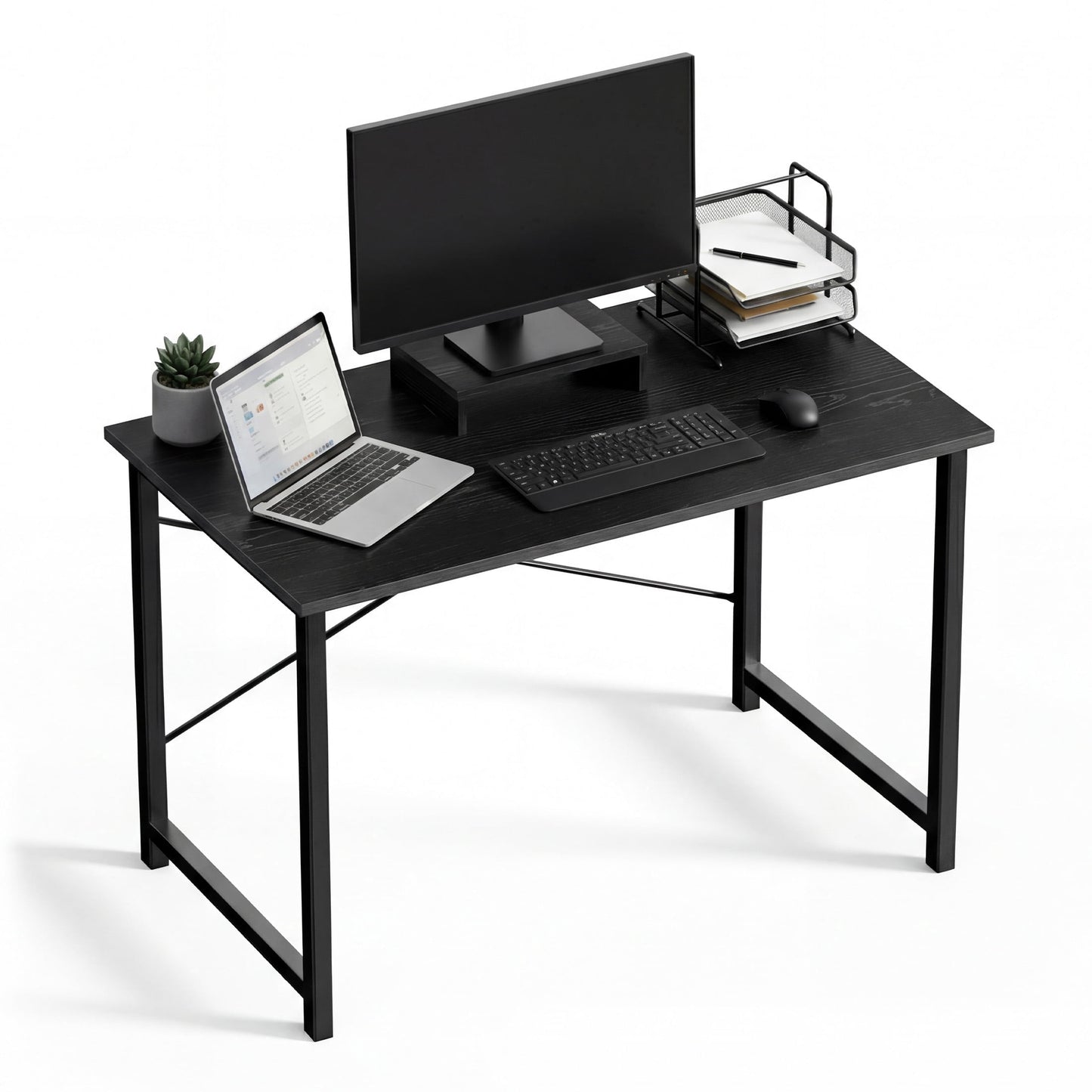 CONCETTA 44in Computer Office Desk, Writing Table for Small Spaces, Modern Style Home Office Desk, Black