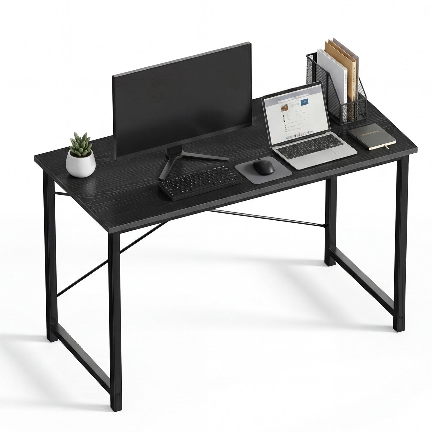 CONCETTA 47in Computer Office Desk, Writing Table for Small Spaces, Modern Style Home Office Desk, Black