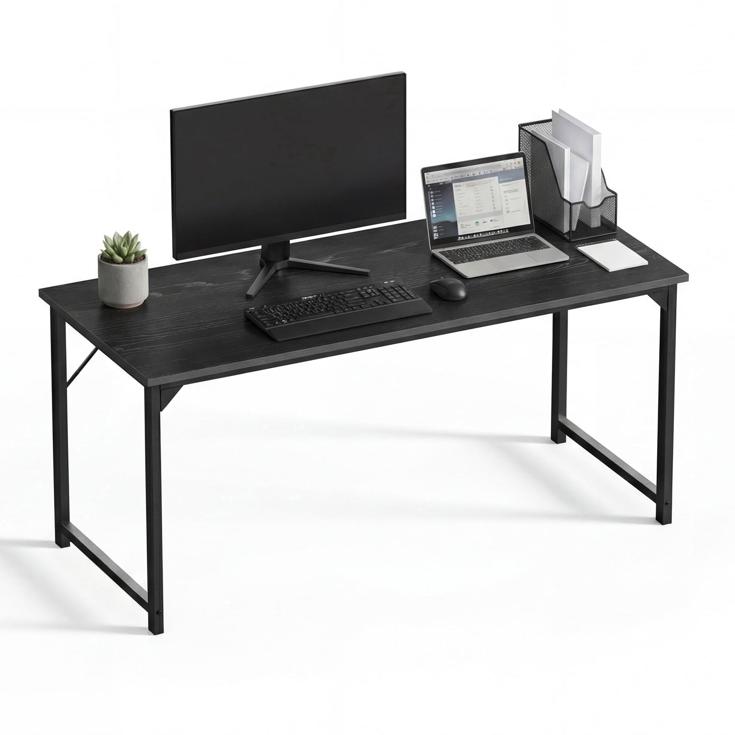 CONCETTA 63in Computer Office Desk, Writing Table for Small Spaces, Modern Style Home Office Desk, Black