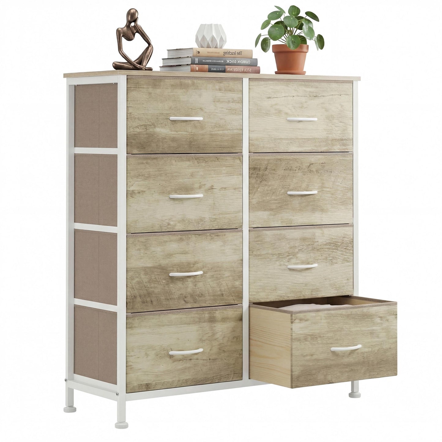CONCETTA 8-Drawer Fabric Dresser Storage Chest for Bedroom, Closet, Entryway, Storage Furniture for Adults, Oak