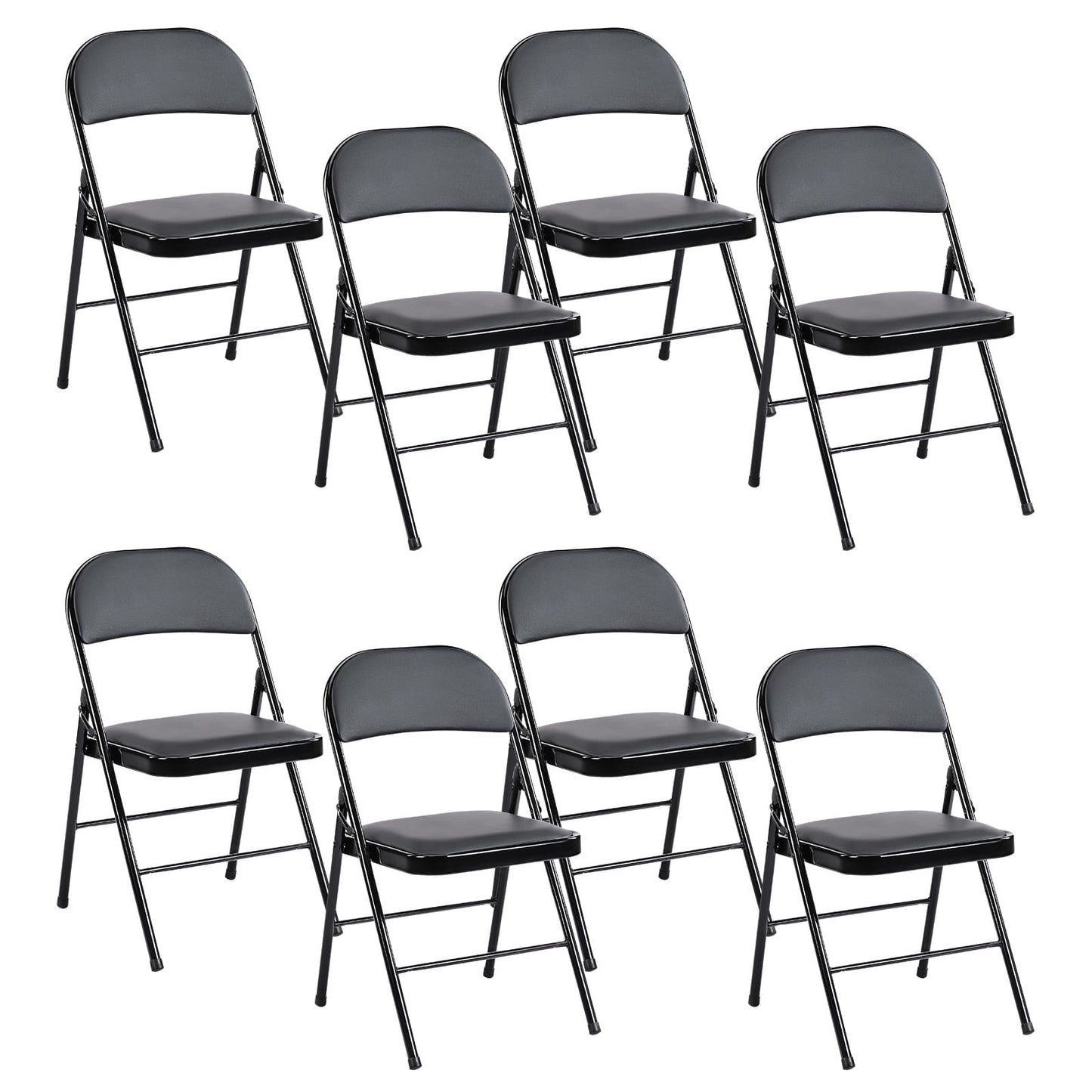 CONCETTA 8 Pack Sturdy Metal Folding Chair, PU Leather Metal Frame, Water-Resistant - Ideal for Meetings, Weddings, and Gatherings, Black
