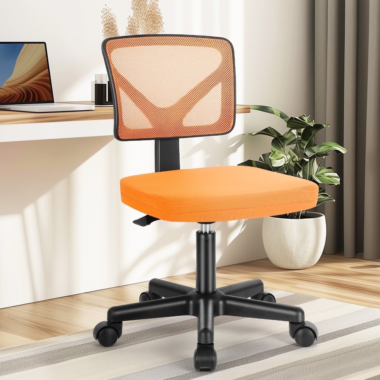 CONCETTA Ergonomic Home Office Mesh Desk Chair, Small Space, Armless Rolling Chair for Adults, Orange