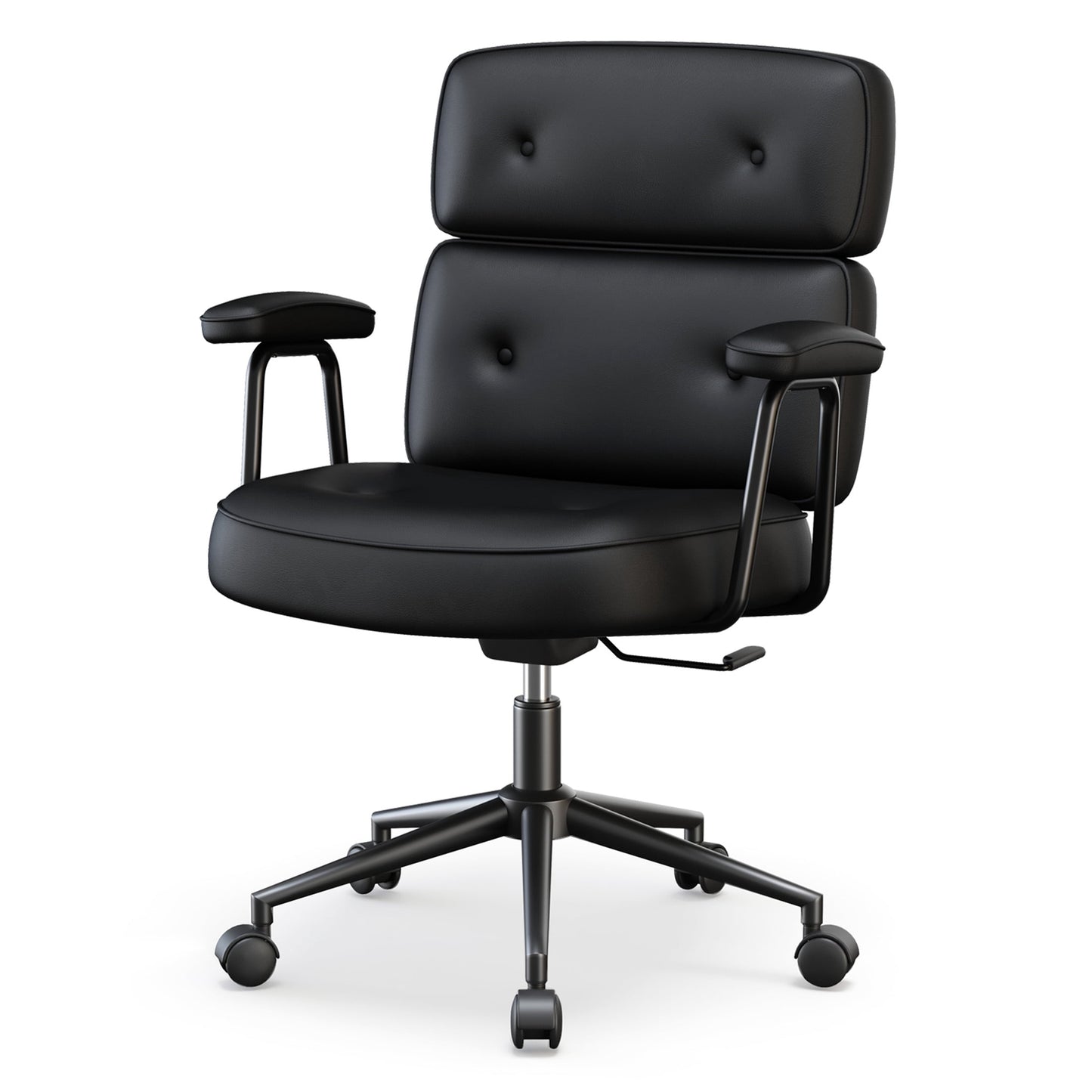 CONCETTA Ergonomic Office Chair, Soft PU Leather Adjustable Task Chair with Lumbar Support and 360° Swivel, Black Gray Green Pink