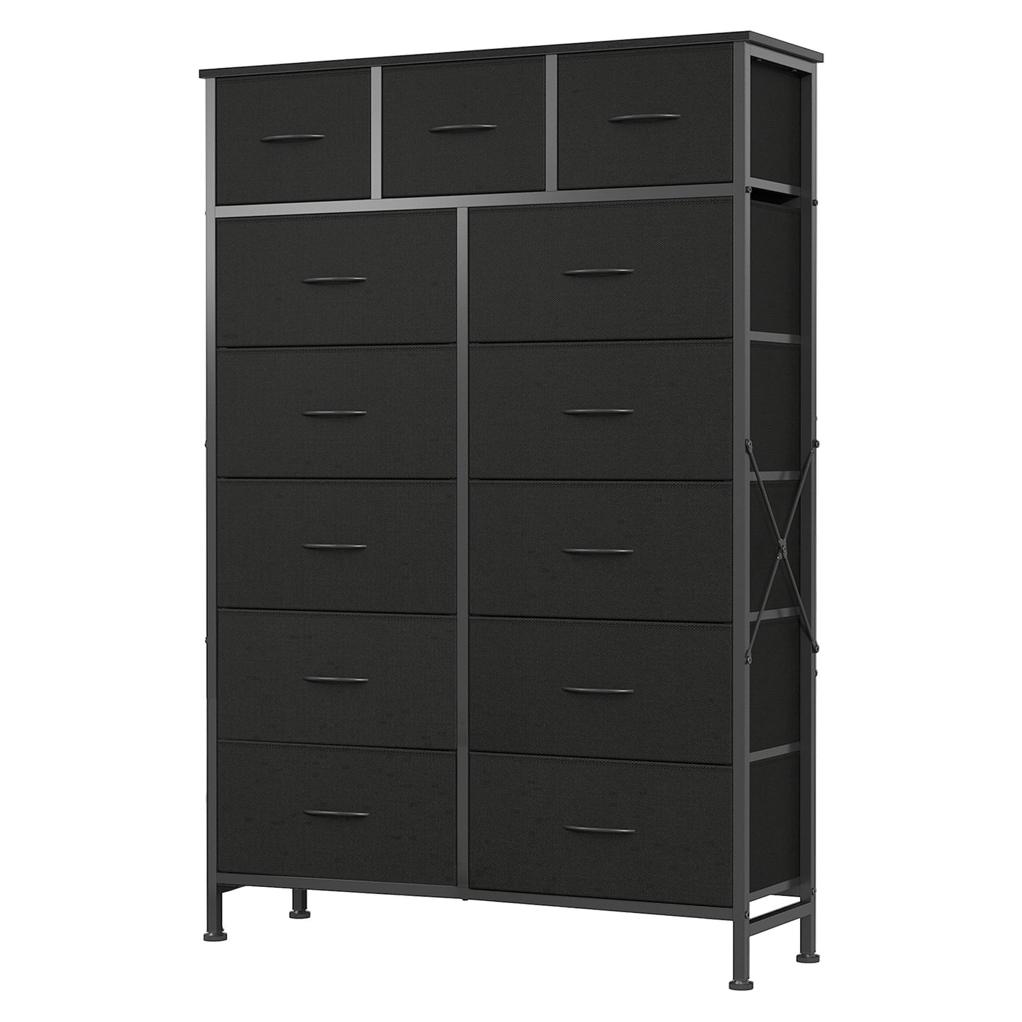 CONCETTA 13-Drawer Fabric Dresser, Tall Storage Tower Organizaton for Bedroom, Closet, Living Room, Black