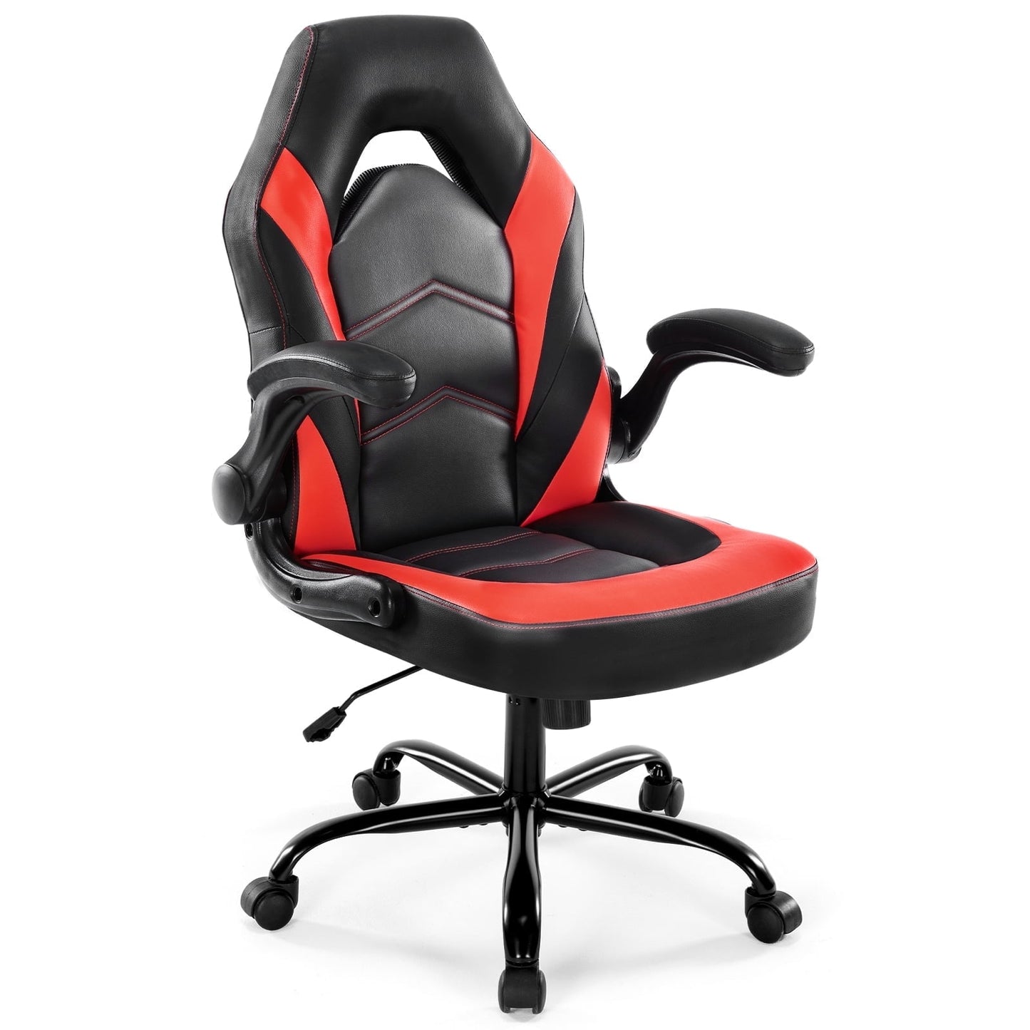 CONCETTA High-Back Gaming Office Chair, Faux Leather Swivel with Flip-up Armrests for Adults, Red