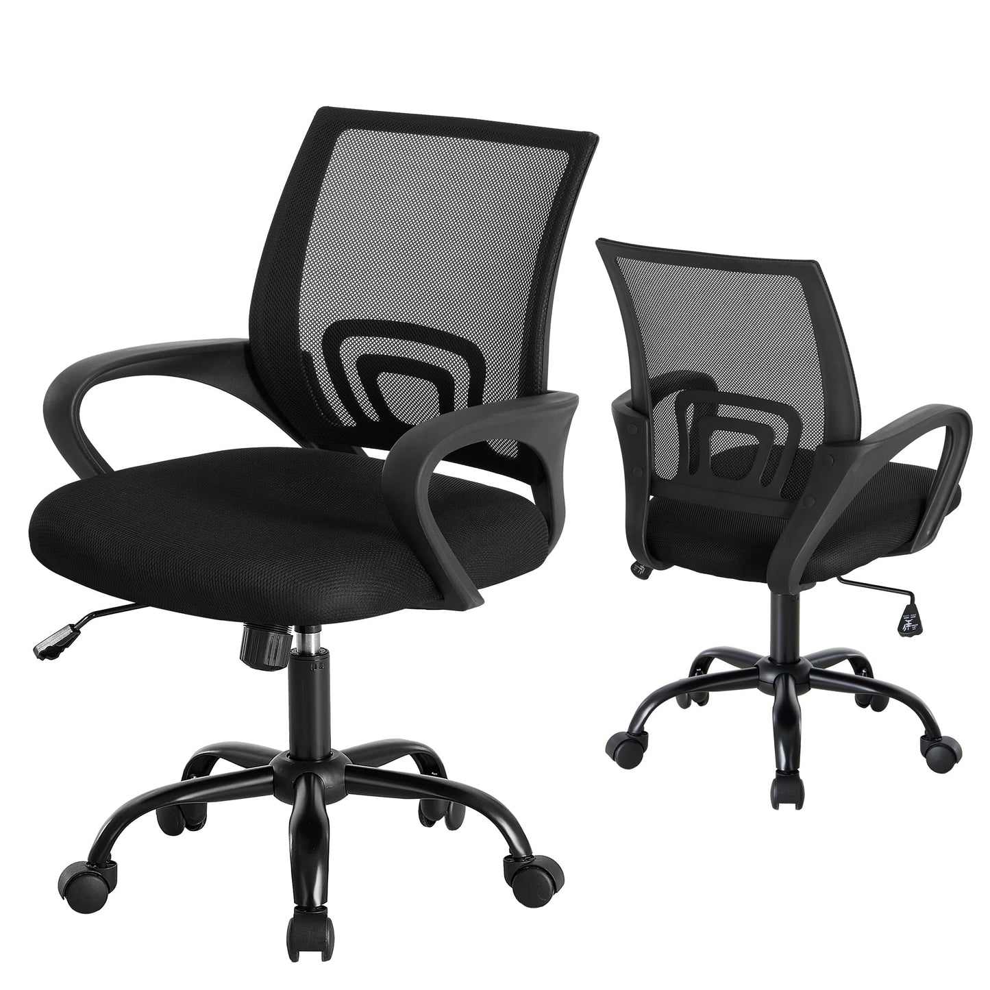 CONCETTA Home Office Computer Chair, With Lumbar Support, Adjustable Height, Fixed Armrests, Suitable For Meeting Rooms, 360°Rotation, For Adults, Black