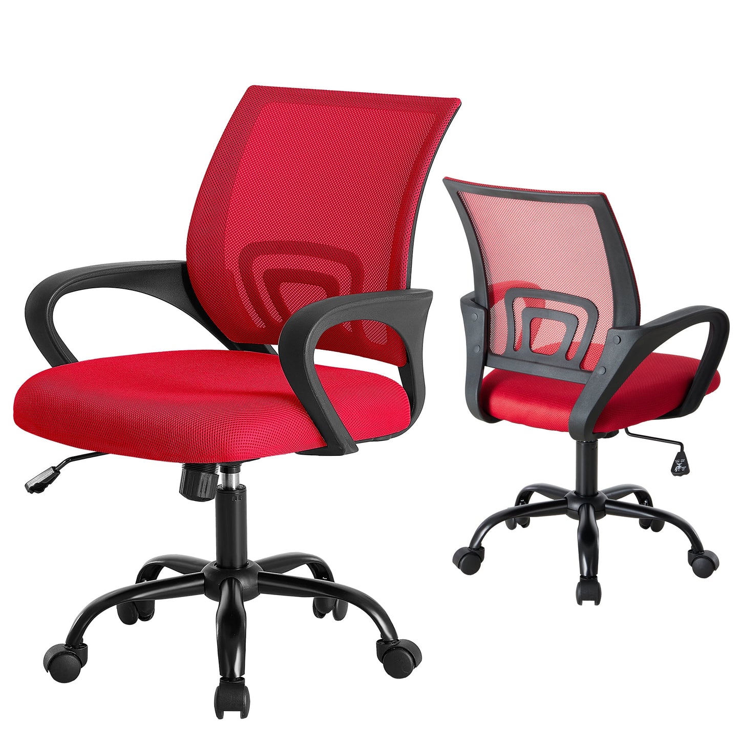 CONCETTA Home Office Computer Chair, With Lumbar Support, Adjustable Height, Fixed Armrests, Suitable For Meeting Rooms, 360°Rotation, For Adults, Red