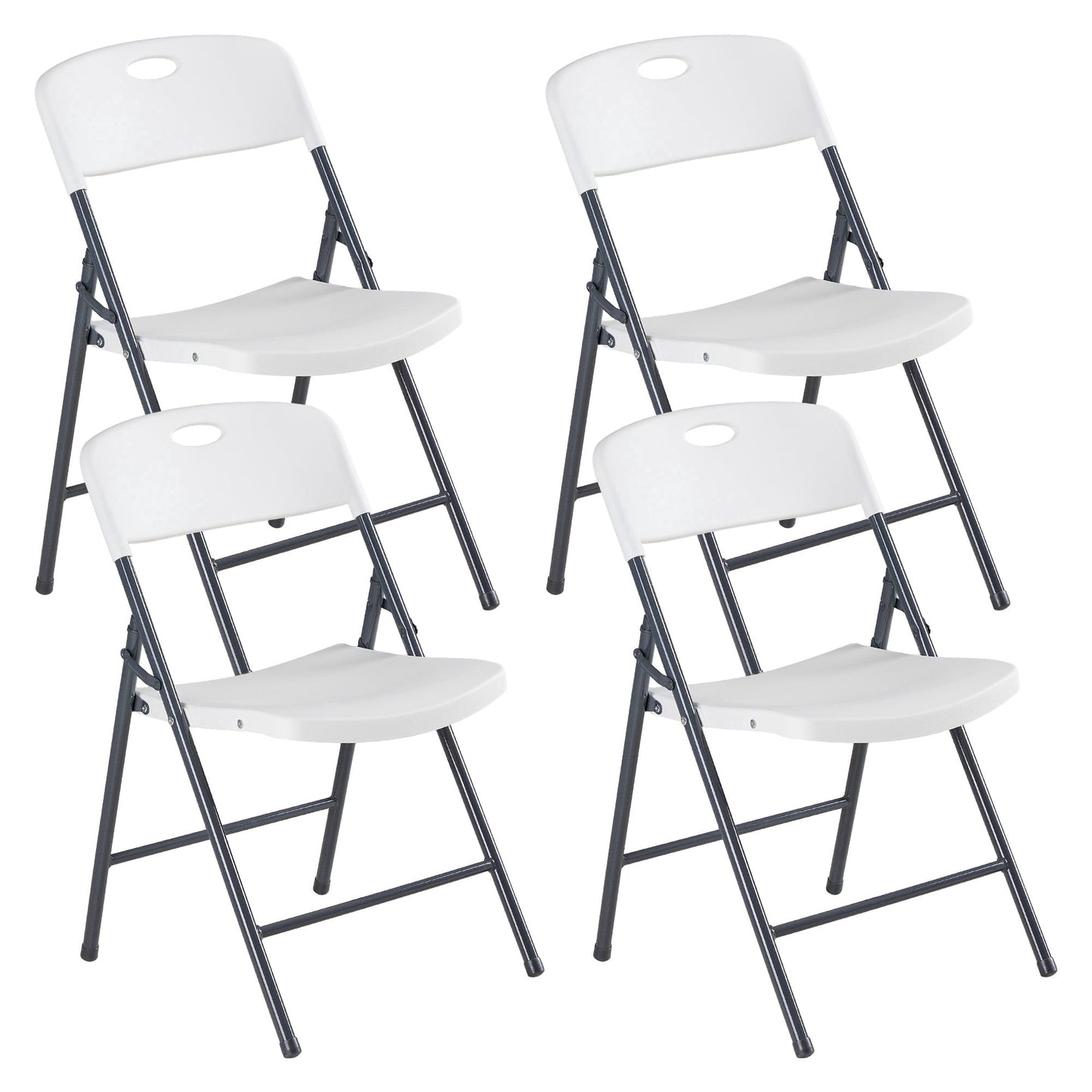 CONCETTA Plastic Folding Chair Of 4, 375LB Load Capacity, Lightweight for Indoor/Outdoor, White