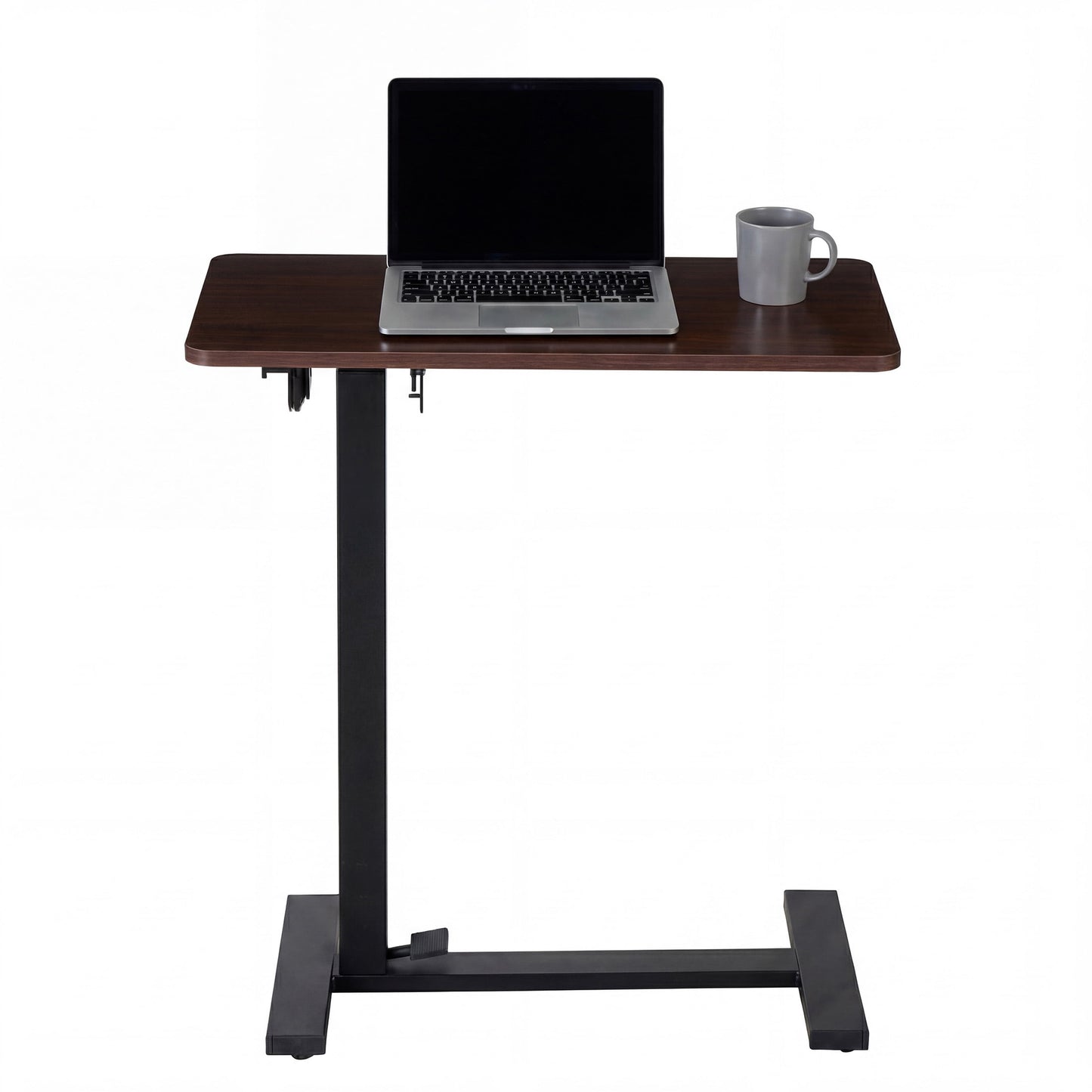 CONCETTA Overbed Table with Wheels Mobile Standing Desk, Adjustable height, Double-Sided Flip, Saves Space for Office, Classroom, Brown