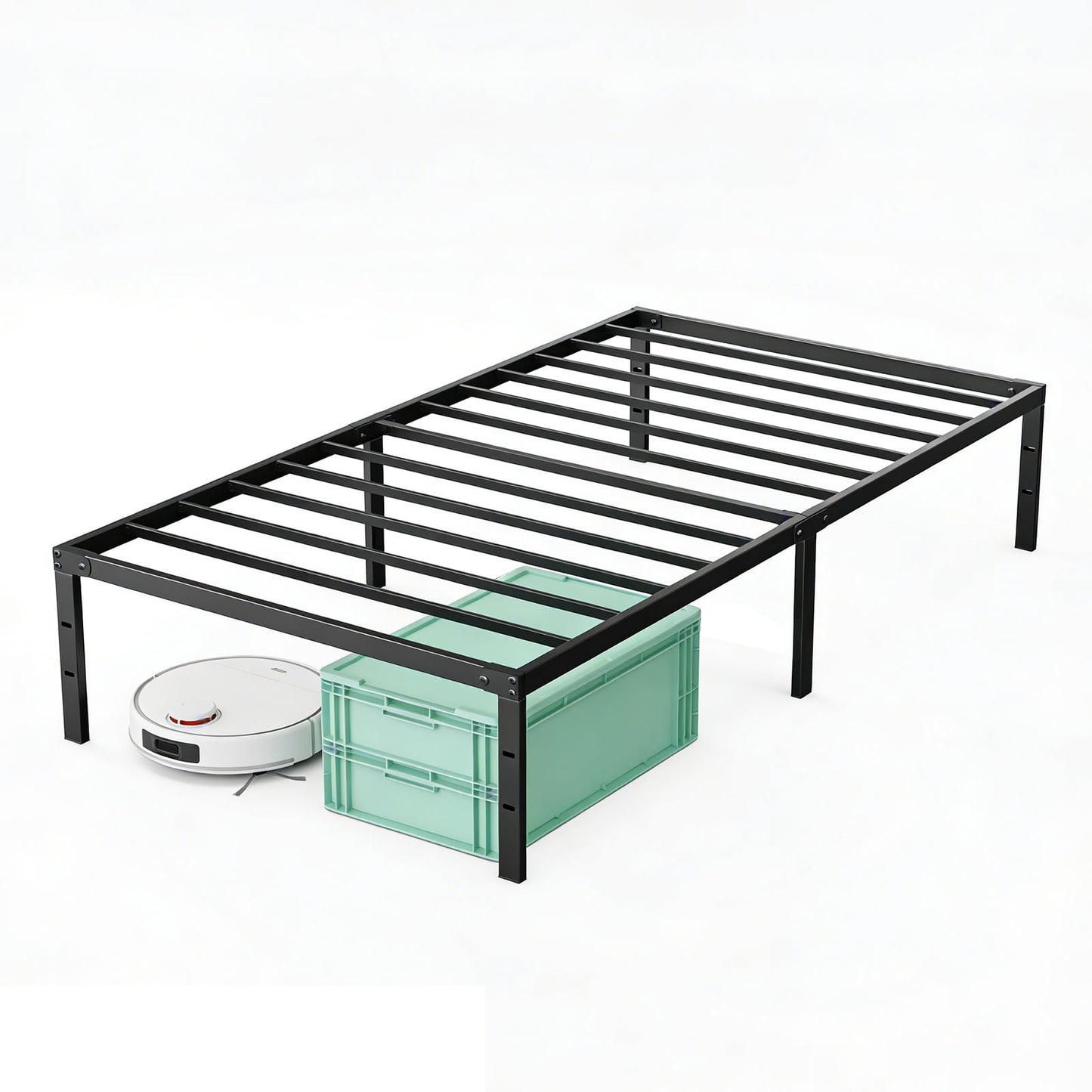 CONCETTA metal bed frame with Storage Space, Heavy Duty Platform Foundation, No Box Spring Needed, 12 inch,Twin-XL