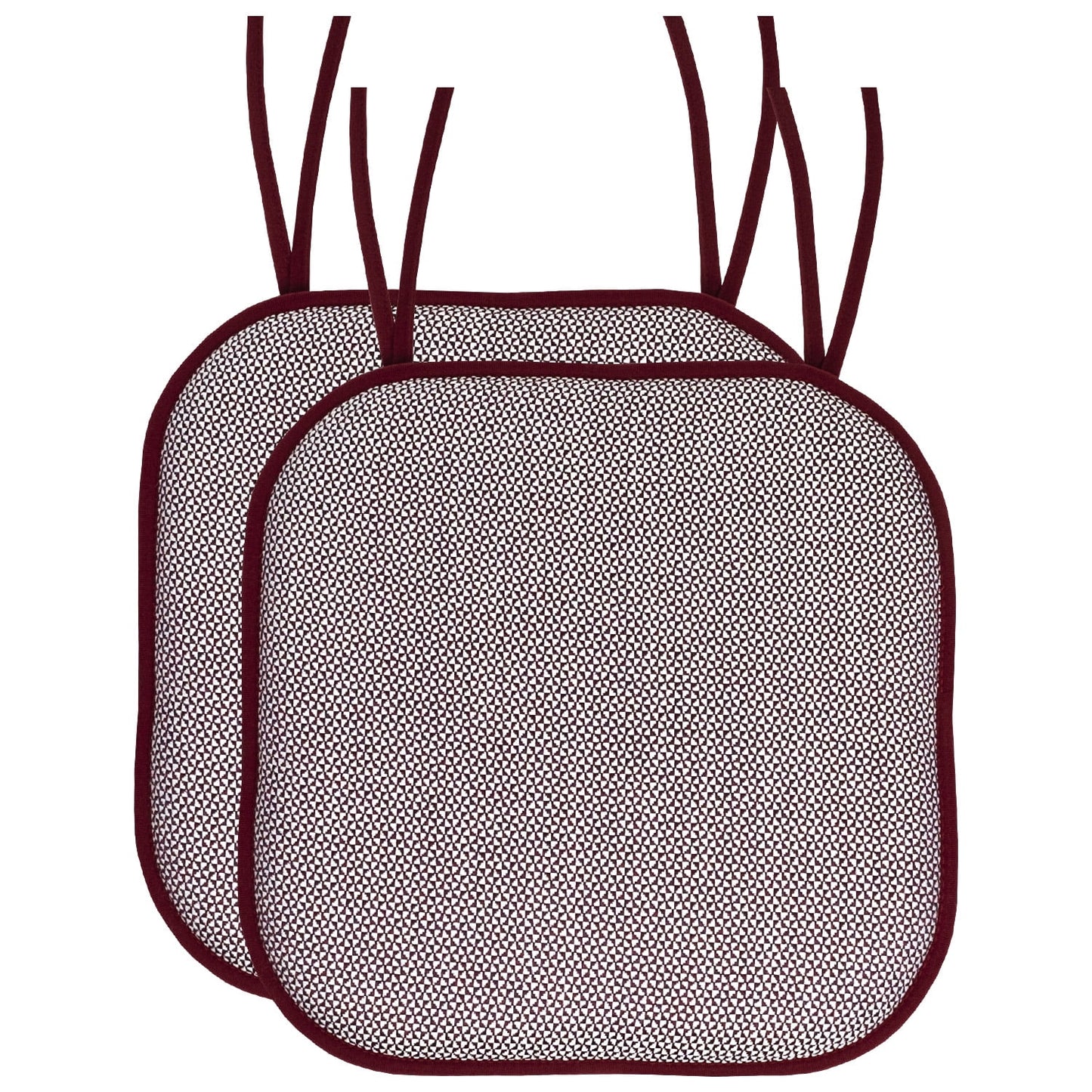 Cameron Memory Foam Non-Slip Chair Cushion Pad with Ties 2 Pack - Wine/White