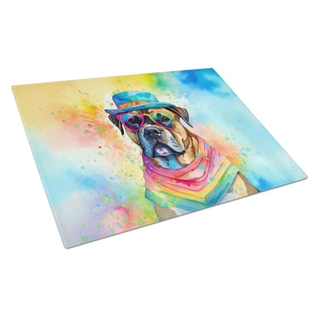 Cane Corso Hippie Dawg Glass Cutting Board Large 12 in x 15 in