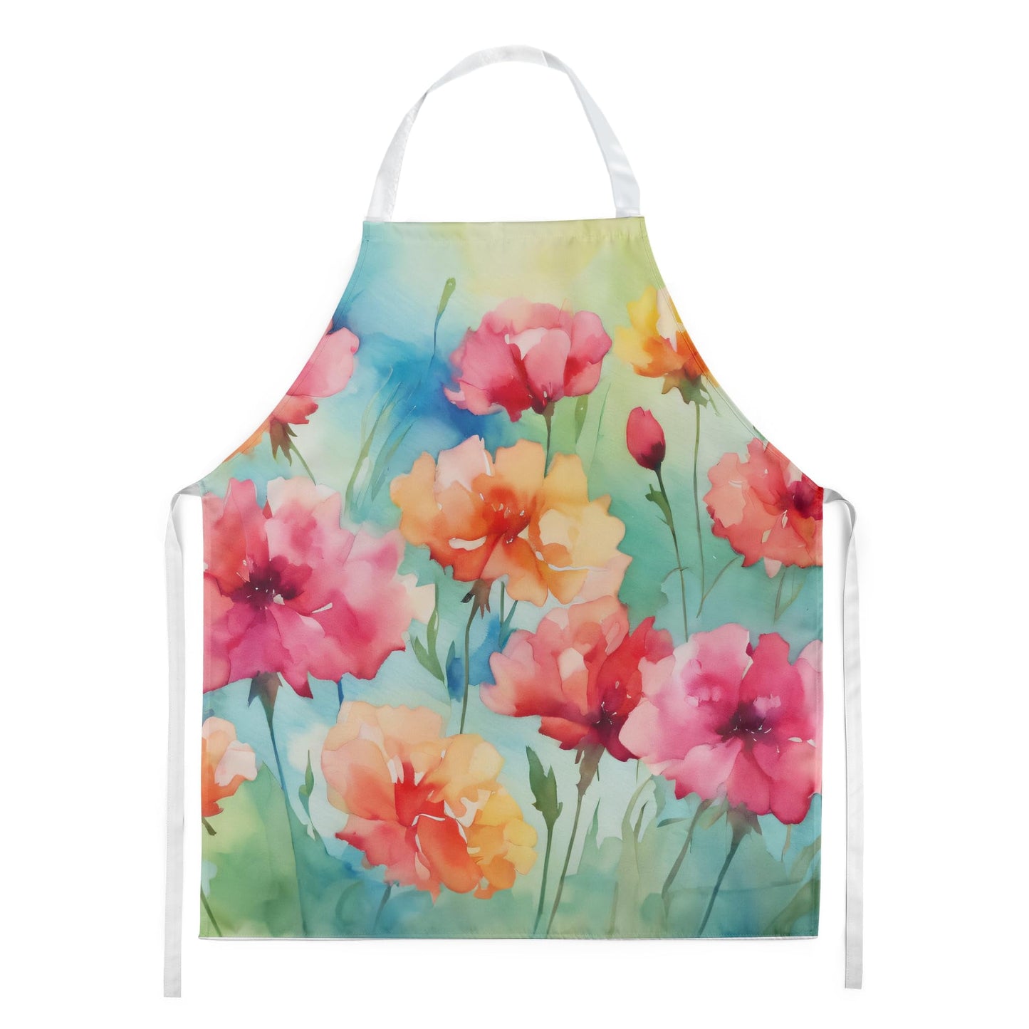 Carnations in Watercolor Apron 27 in x 30 in