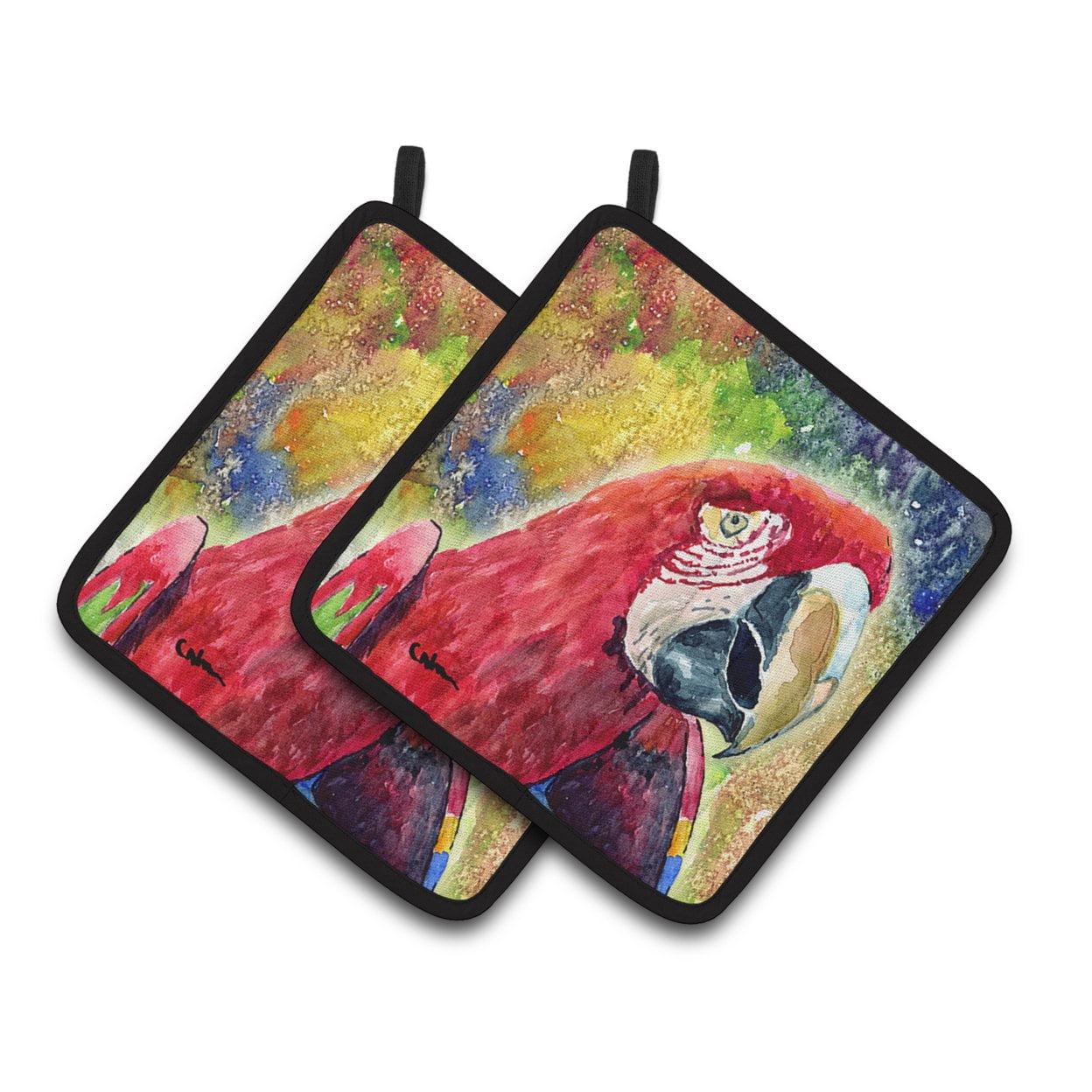 Caroline's Treasures 8607PTHD Bird - Parrot Pair of Pot Holders , 7.5HX7.5W, multicolor