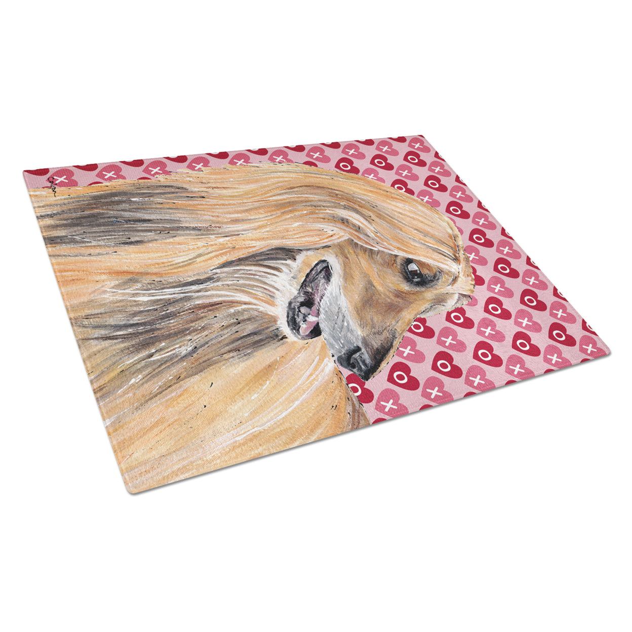 Caroline's Treasures Afghan Hound Hearts Love and Valentine's Day Glass Cutting Board Large Size