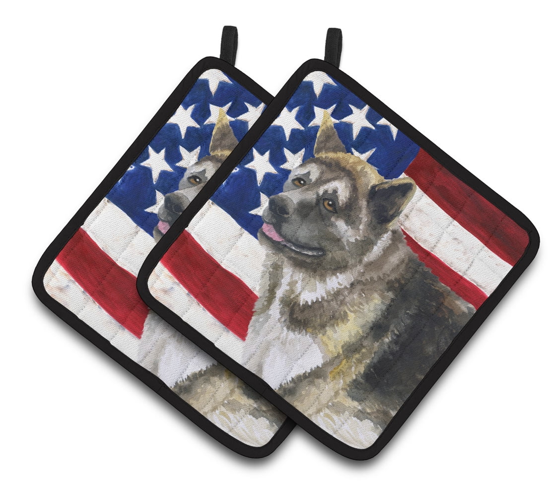 Caroline's Treasures Akita Patriotic Pair of Pot Holders