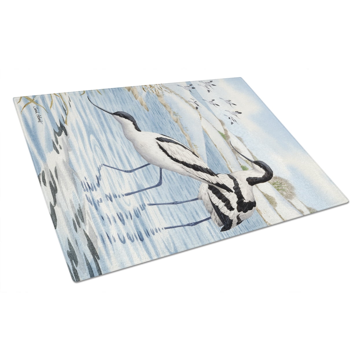Caroline's Treasures Avocets Glass Cutting Board Large