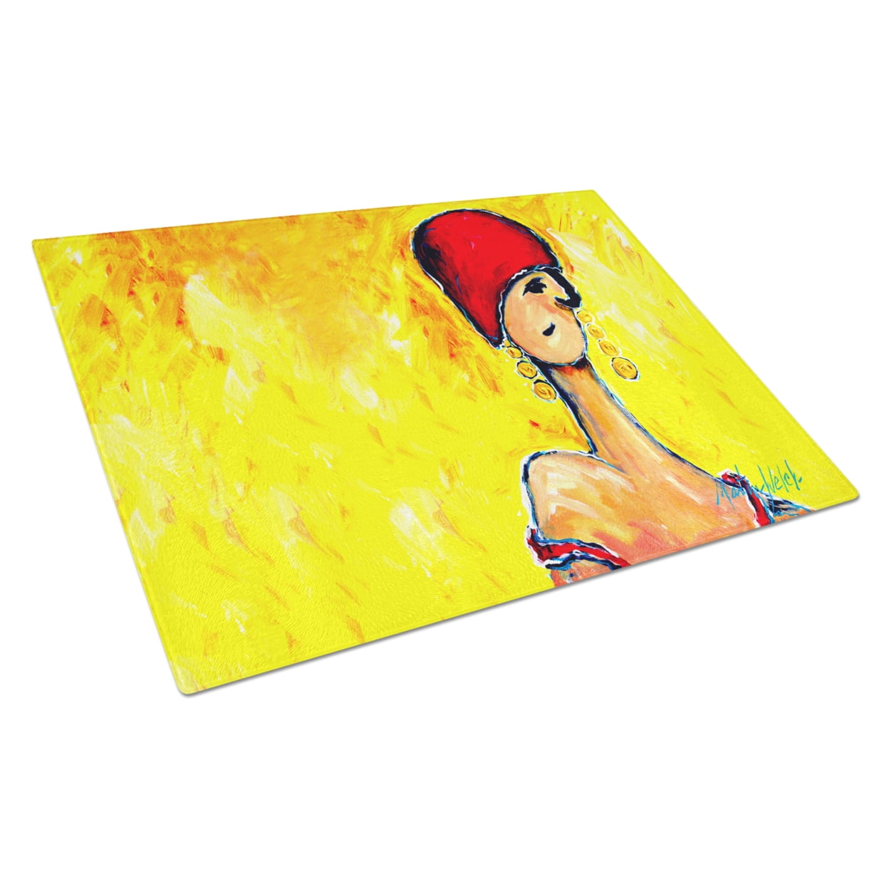 Caroline's Treasures Azalines Earrings Lady Glass Cutting Board Large
