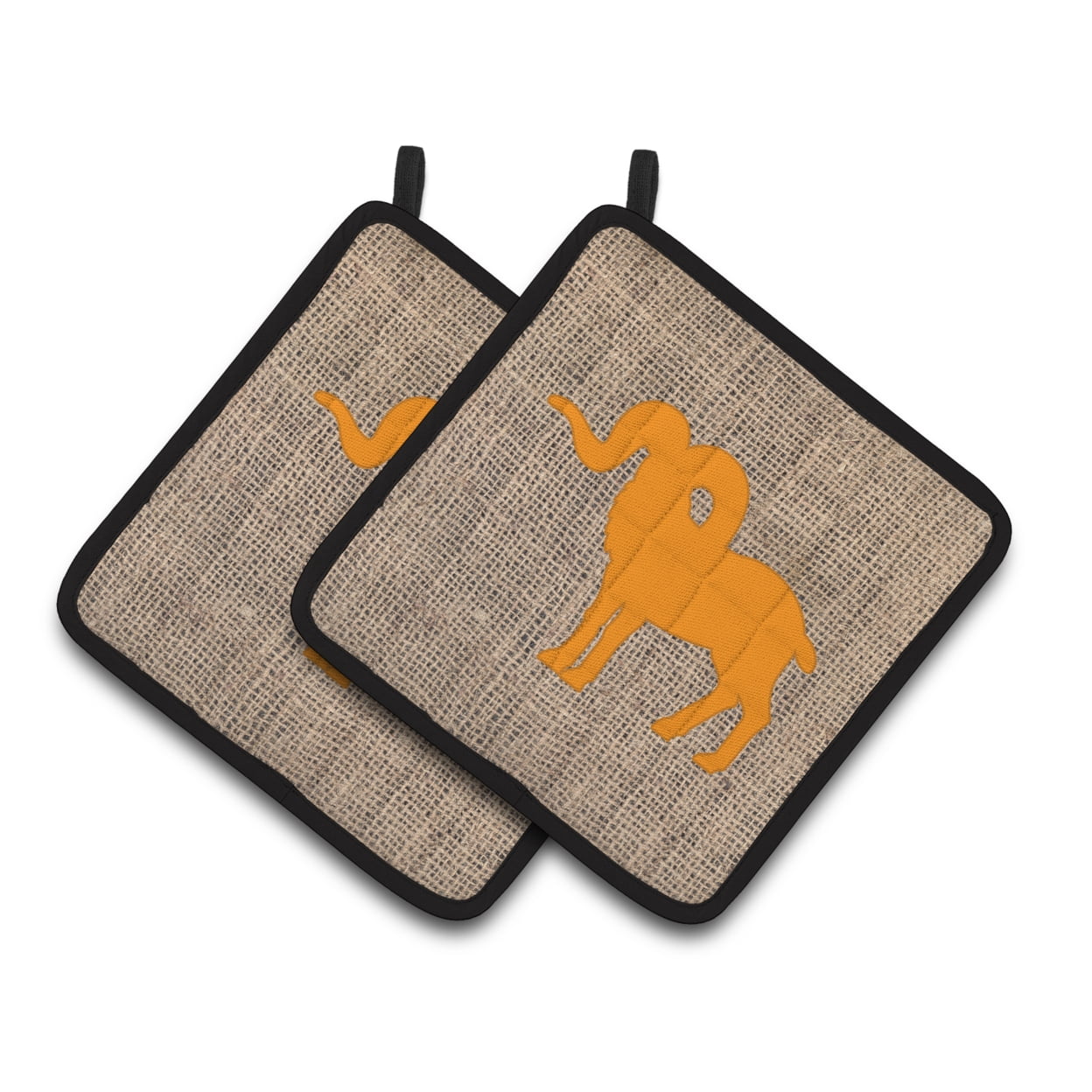 Caroline's Treasures BB1007-BL-OR-PTHD Sheep Faux Burlap and Orange Pair of Pot Holders , 7.5HX7.5W, multicolor