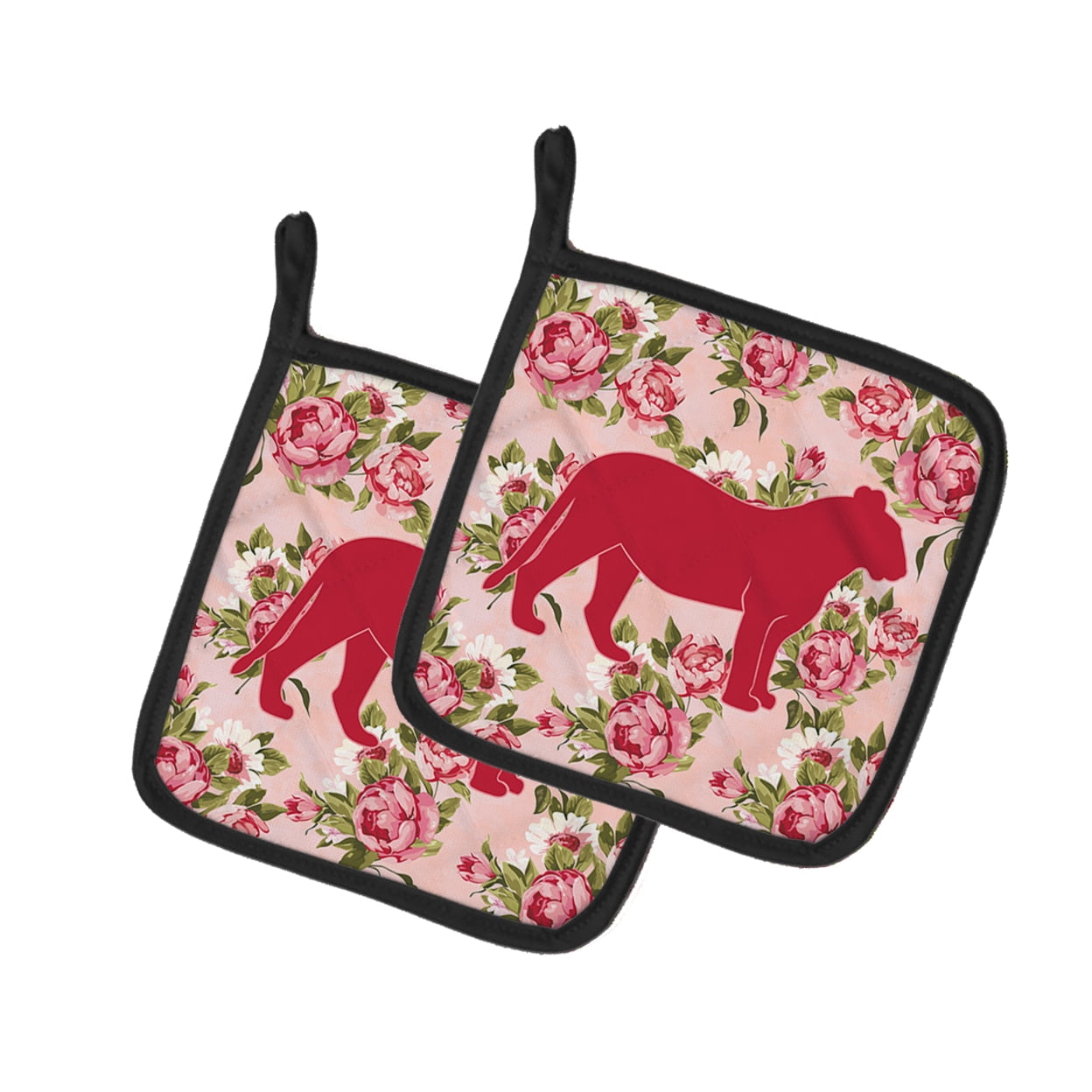 Caroline's Treasures BB1010-RS-PK-PTHD Tiger Shabby Chic Pink Roses Pair of Pot Holders , 7.5HX7.5W, multicolor