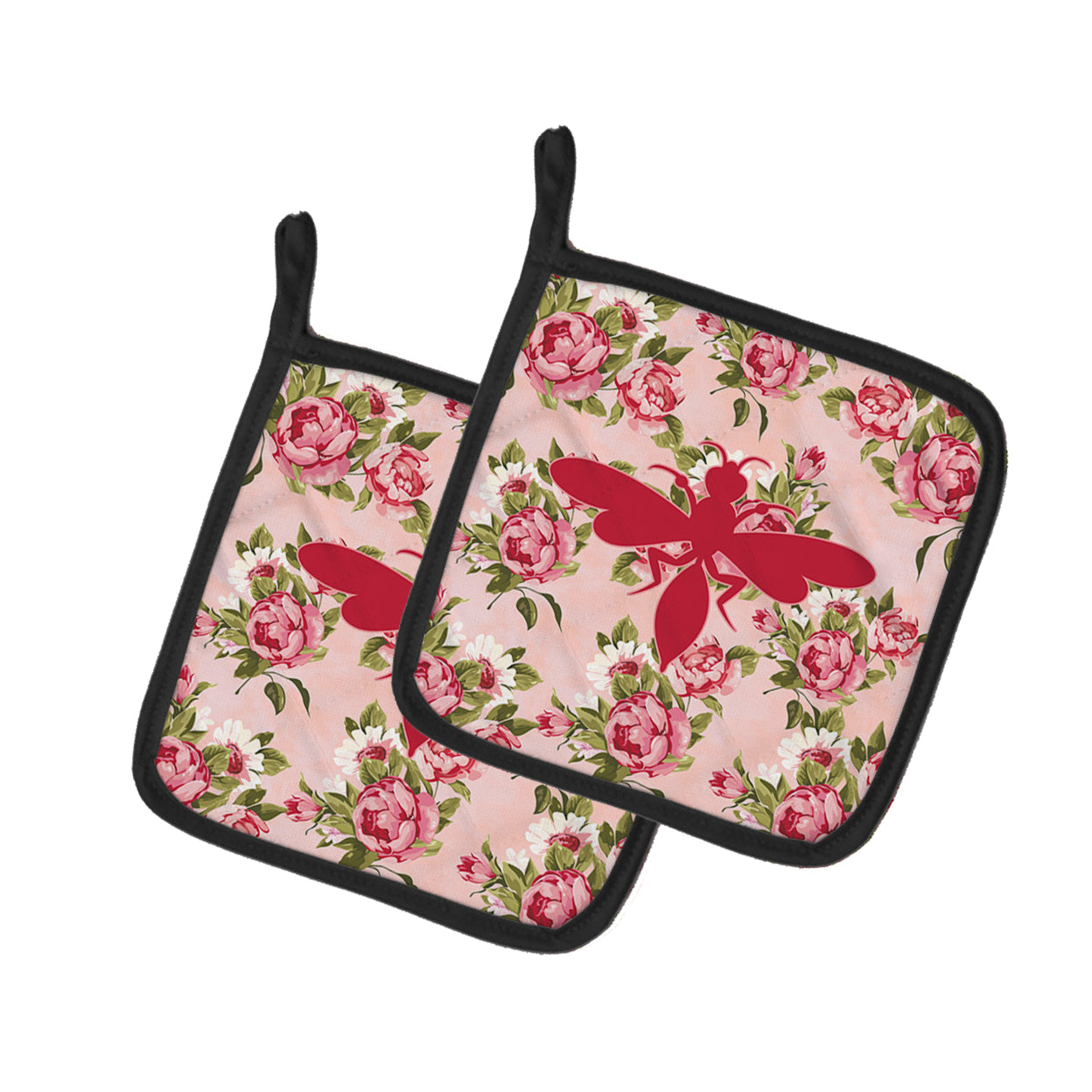 Caroline's Treasures BB1054-RS-PK-PTHD Wasp Shabby Chic Pink Roses Pair of Pot Holders , 7.5HX7.5W, multicolor