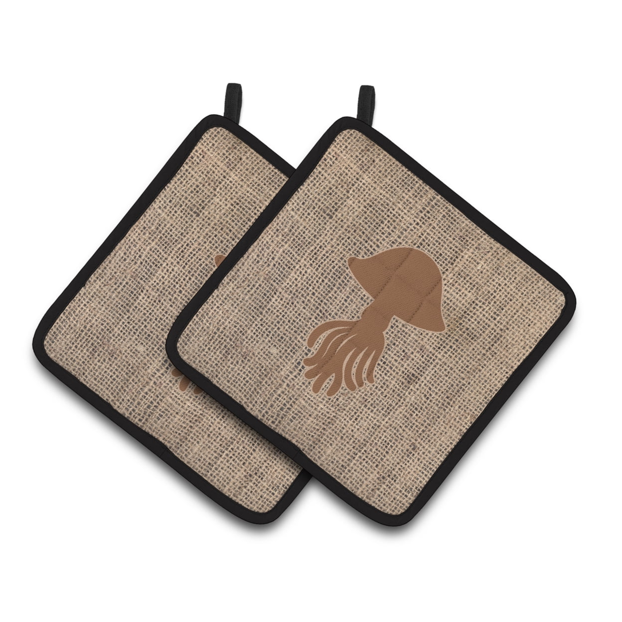 Caroline's Treasures BB1089-BL-BN-PTHD Jellyfish Faux Burlap and Brown Pair of Pot Holders , 7.5HX7.5W, multicolor