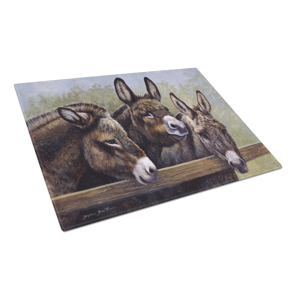 Caroline's Treasures BDBA0235LCB Donkeys by Daphne Baxter Glass Cutting Board Large, 12H x 16W, multicolor