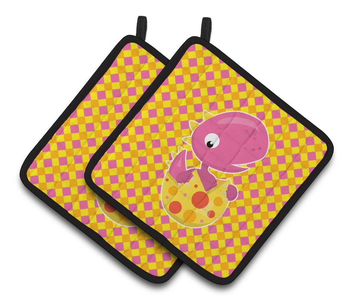 Caroline's Treasures Baby T-Rex Dinosaur Hatching Pair of Pot Holders