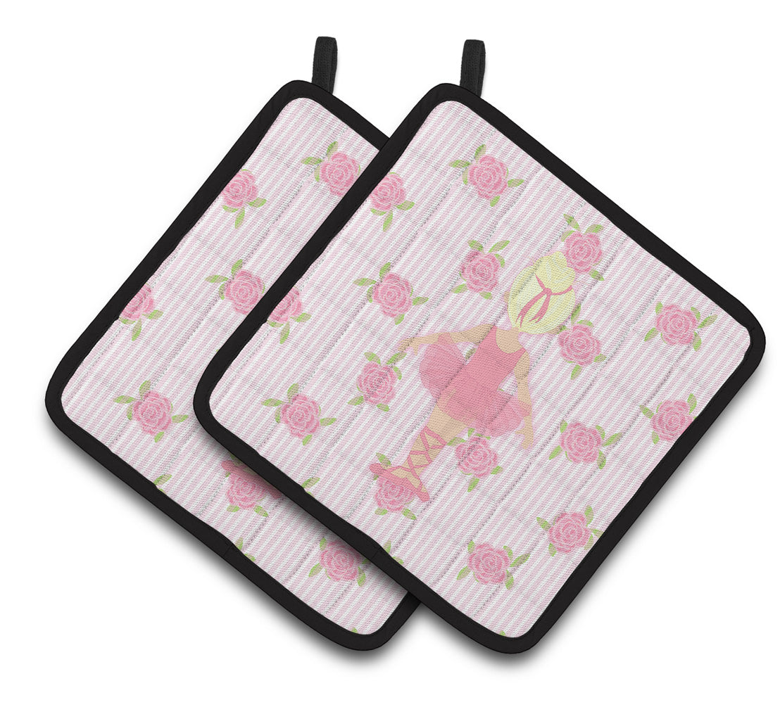 Caroline's Treasures Ballerina Blonde Back Pose Pair of Pot Holders