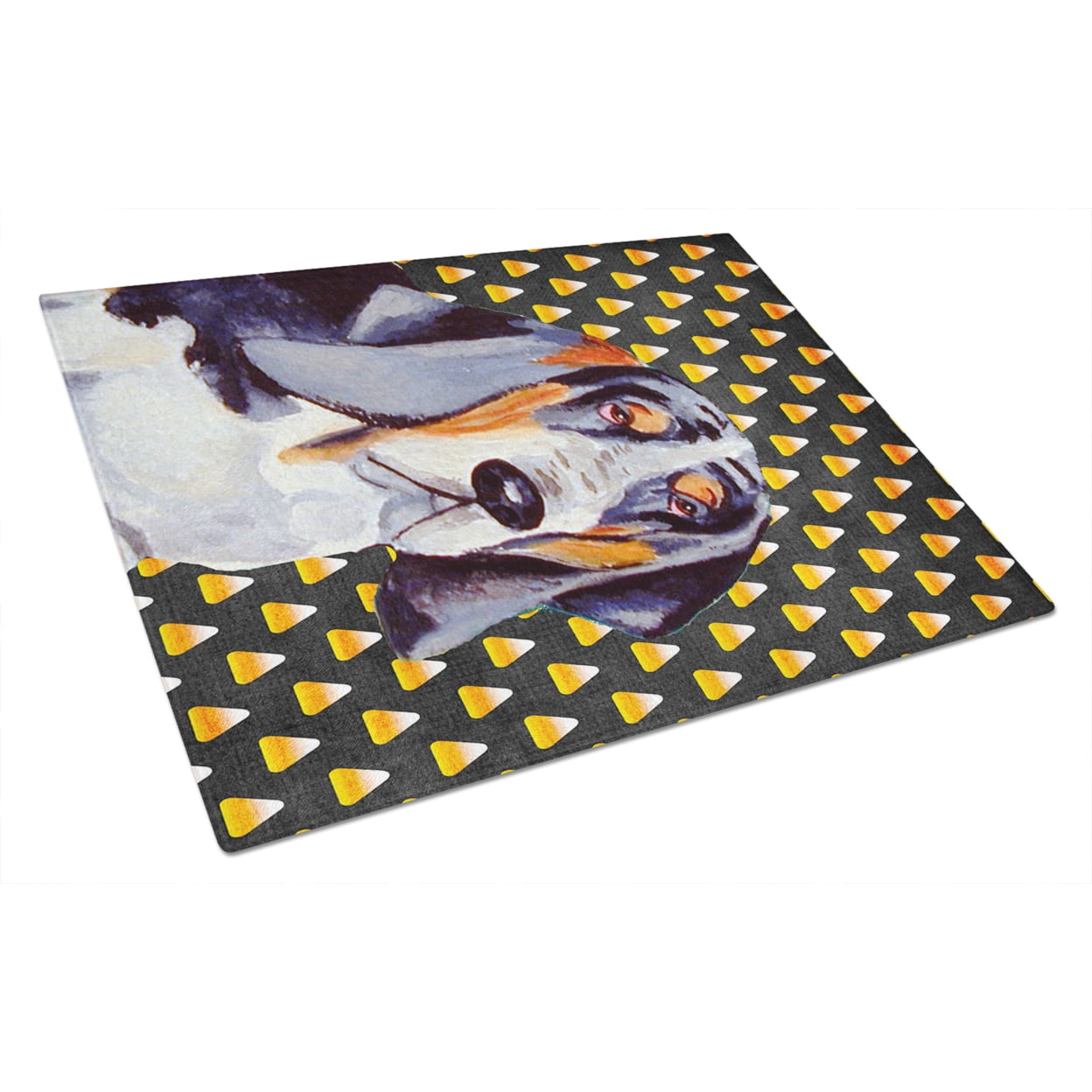 Caroline's Treasures Basset Hound Candy Corn Halloween Portrait Glass Cutting Board Large