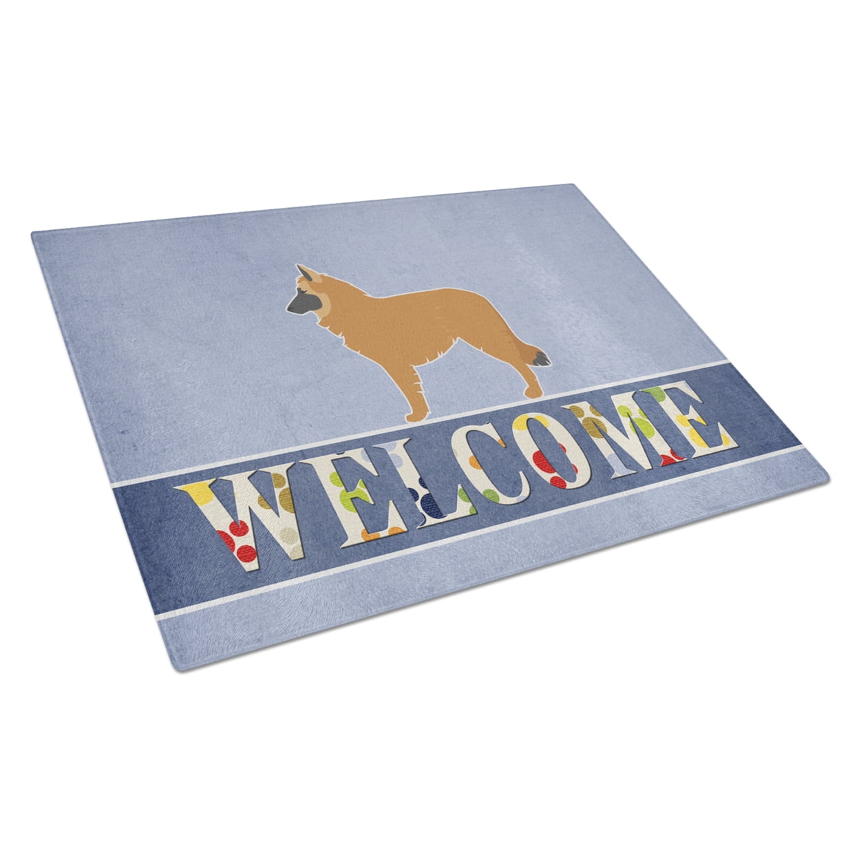 Caroline's Treasures Belgian Shepherd Welcome Glass Cutting Board Large