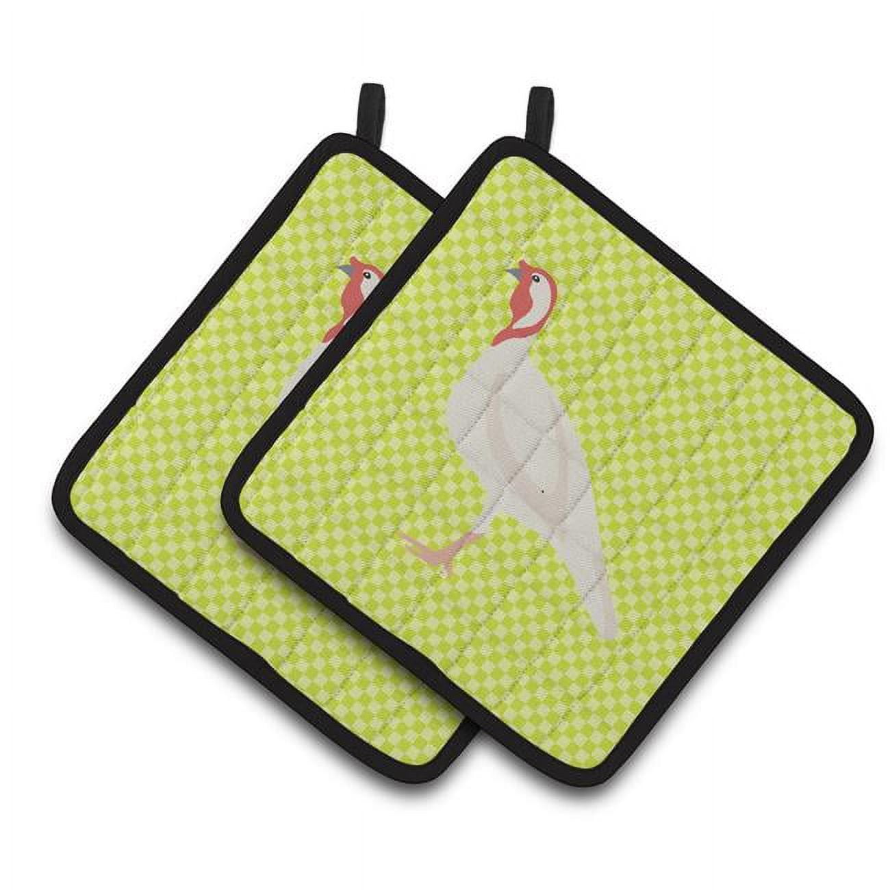 Caroline's Treasures Beltsville Small White Turkey Hen Green Pair of Pot Holders