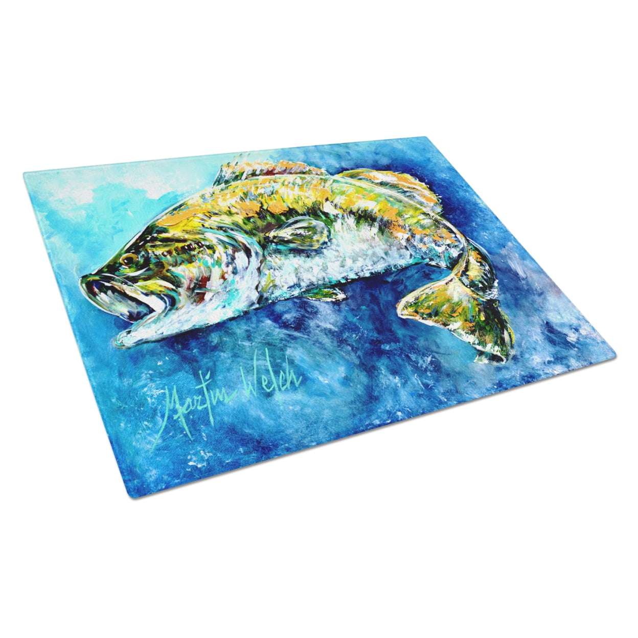 Caroline's Treasures Bobby the Best Bass Glass Cutting Board Large
