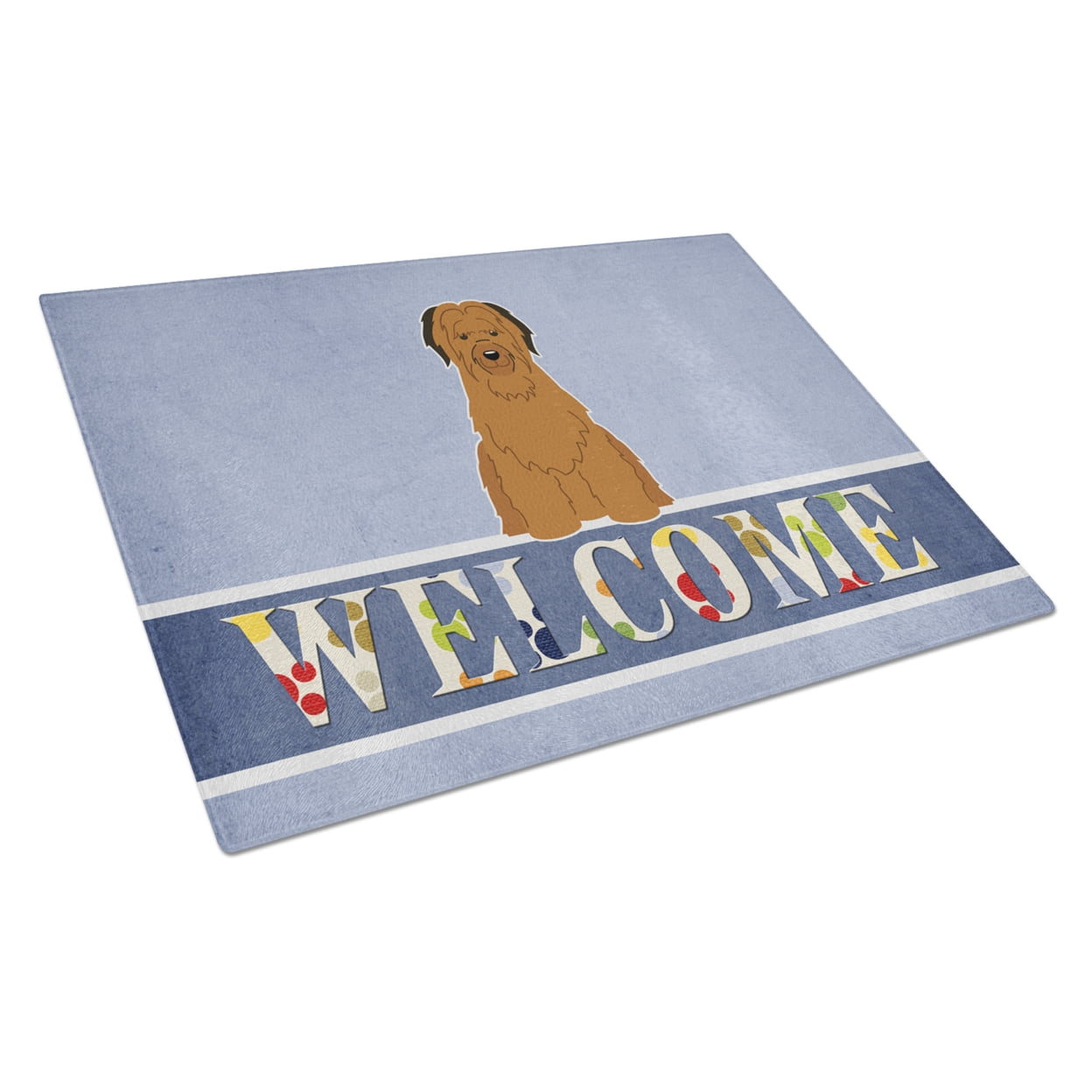 Caroline's Treasures Briard Brown Welcome Glass Cutting Board Large