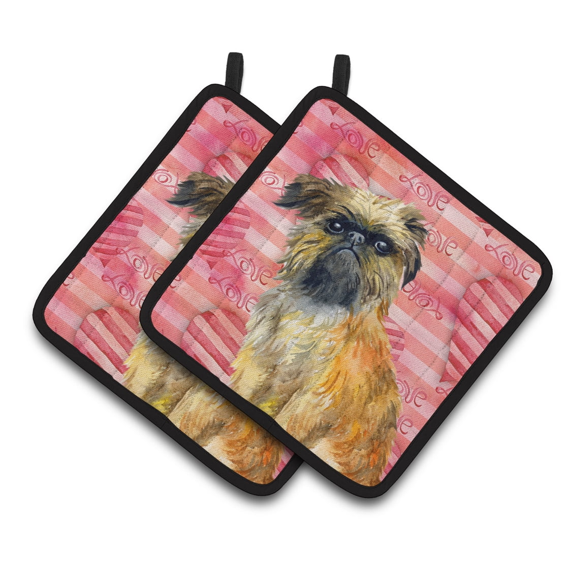Caroline's Treasures Brussels Griffon Love Pair of Pot Holders