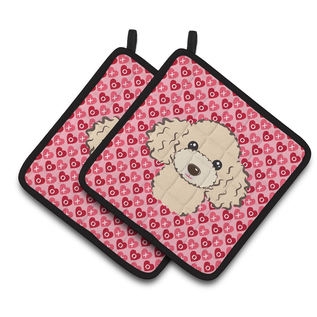 Caroline's Treasures Buff Poodle Hearts Pair of Pot Holders