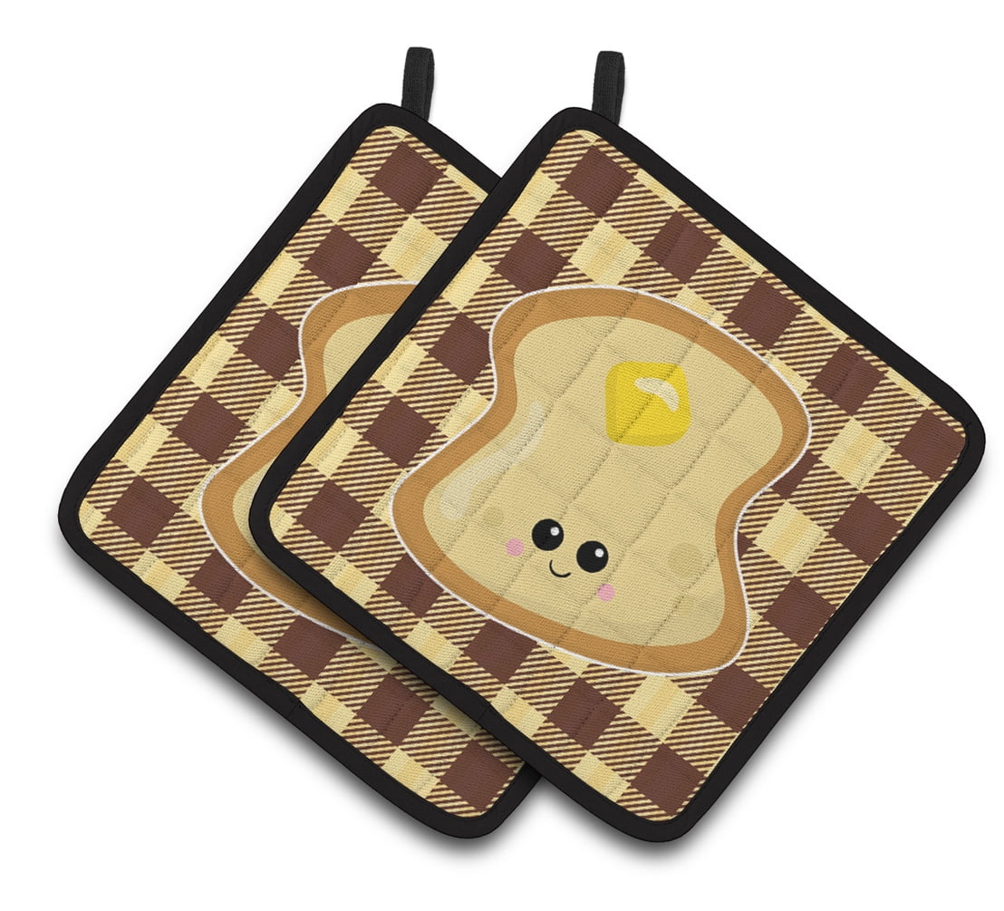 Caroline's Treasures Buttered Toast Face Pair of Pot Holders