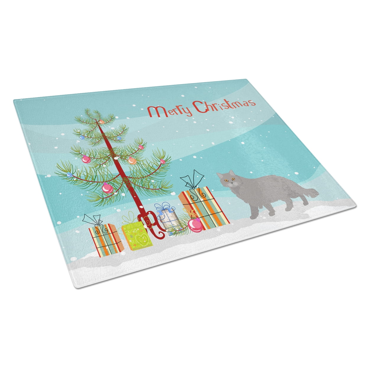 Caroline's Treasures CK4572LCB British Longhair Cat Merry Christmas Glass Cutting Board Large, 12H x 16W, multicolor